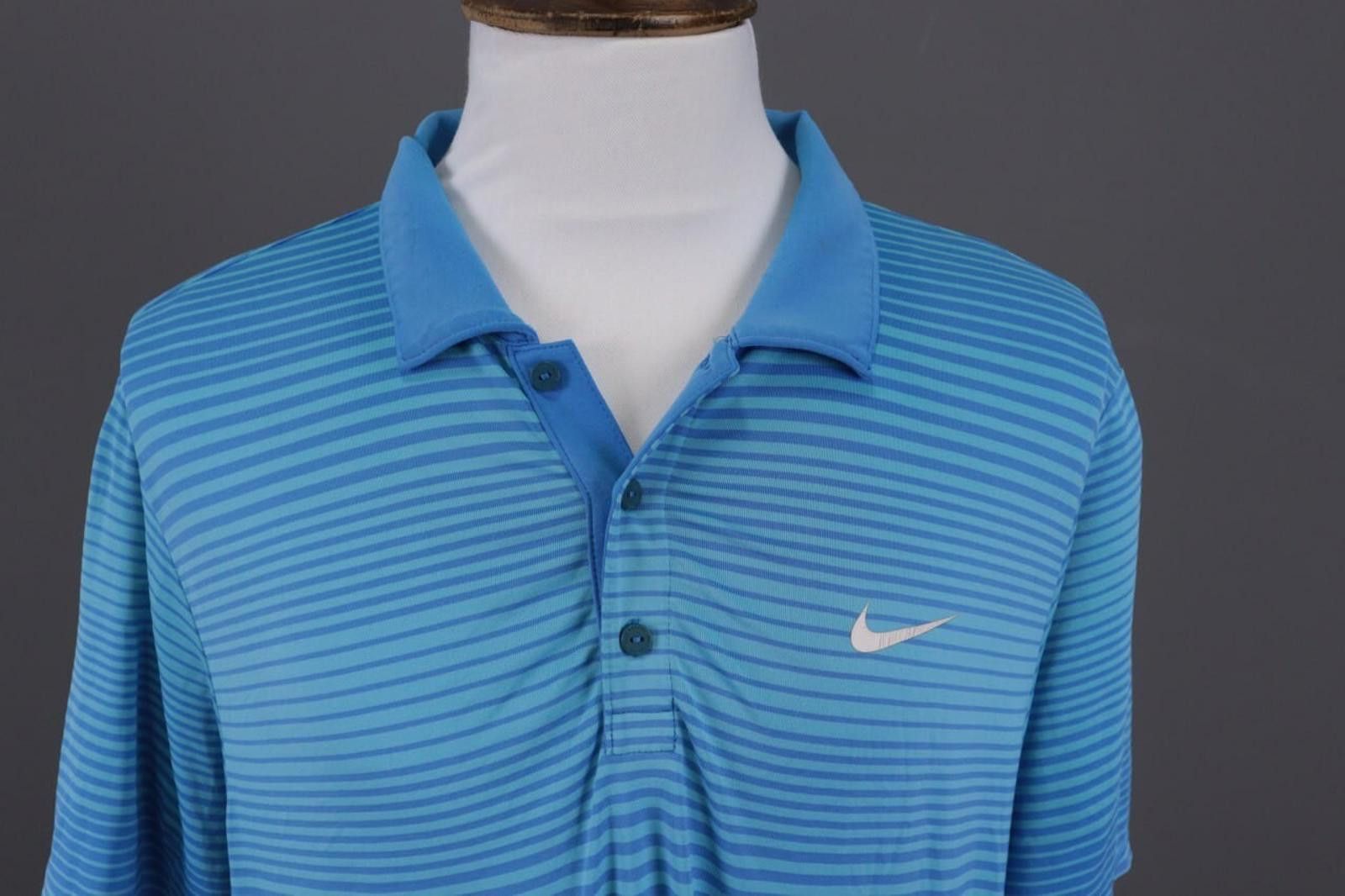 Nike Nike Golf Dri Fit Blue Striped Tennis Polo Shirt Size L Size US L / EU 52-54 / 3 - 6 Thumbnail