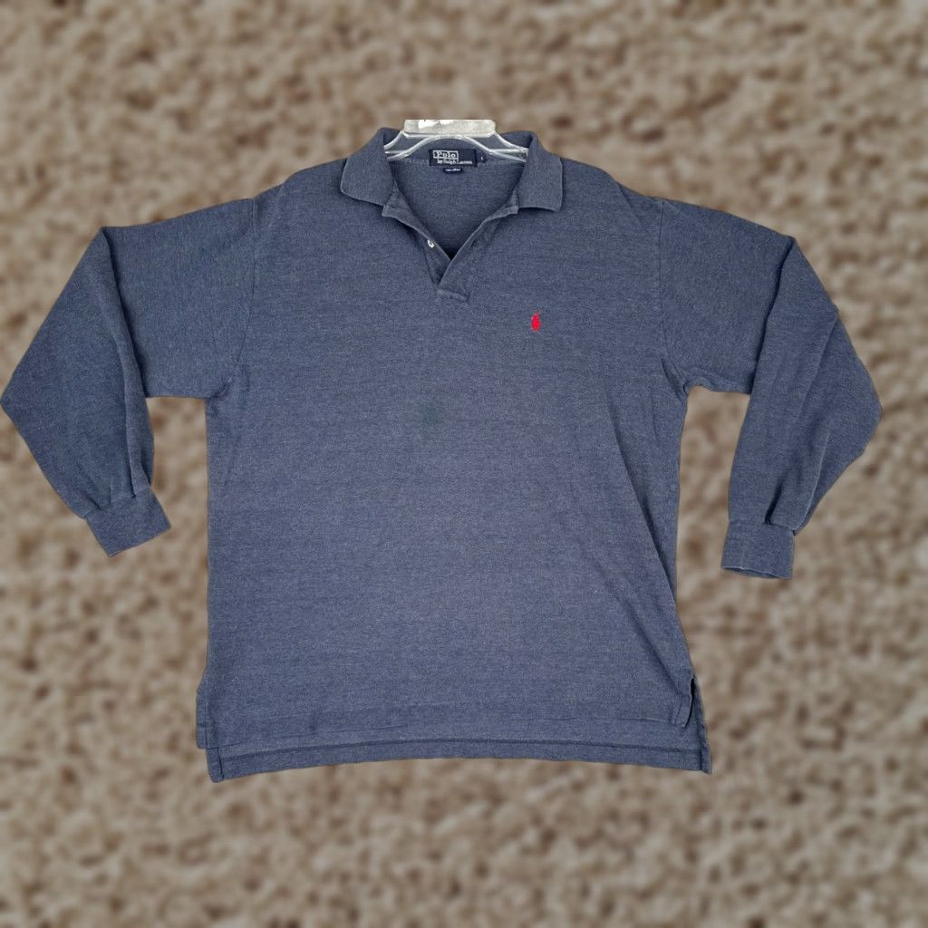 Polo Ralph Lauren VINTAGE Polo Ralph Lauren Shirt Men Large Blue Cotton Long Sleeve Pony Golf READ Size US L / EU 52-54 / 3 - 1 Thumbnail