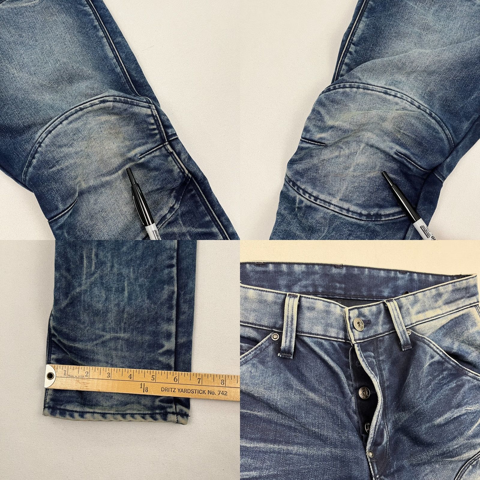 G-Star G-STAR Raw 5620 3D Tapered Jeans Mens 30 Slim Taper Blue Denim Stretch Moto Jeans Size US 30 / EU 46 - 8 Thumbnail