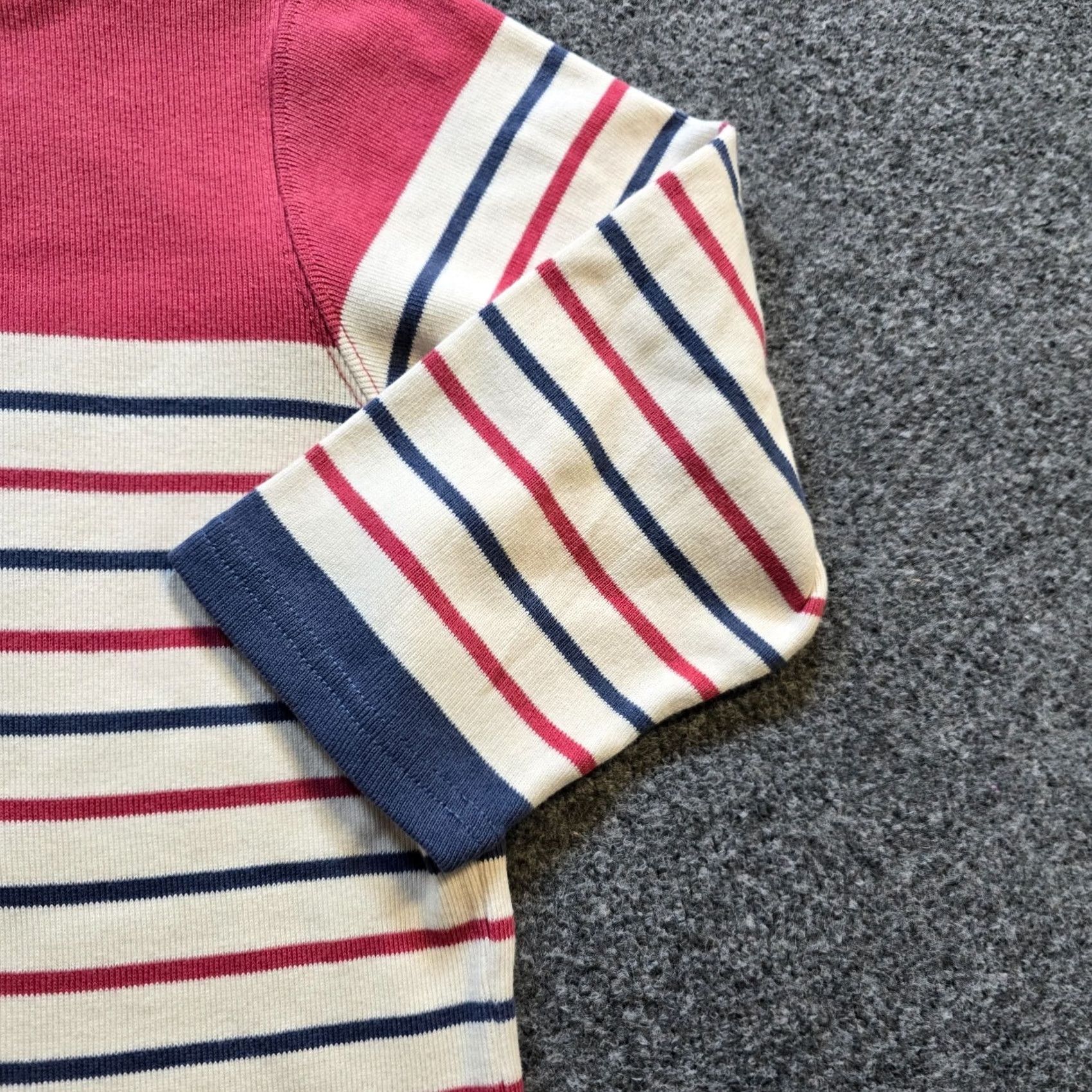 Vintage L.L. Bean Sweater Womens Large White Red Sailor Striped Knit 3/4 Sleeve Boat Neck Casual Basic Pullover Size L / US 10 / IT 46 - 3 Thumbnail