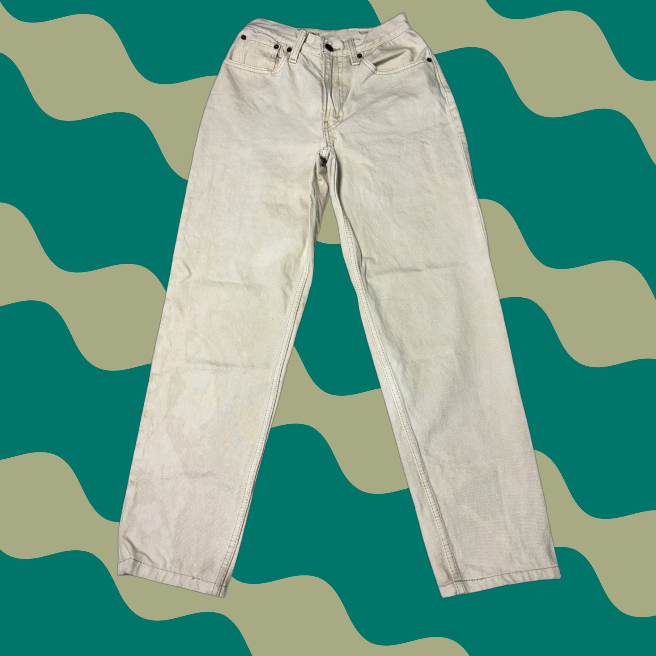 Vintage VINTAGE Levi Strauss Premium 80s Mom Jeans Light Cream Beige 25x27 Jeans Women 90s Retros 5-Pocket Bohemian Womens Size 42" / US 20 - 1 Thumbnail