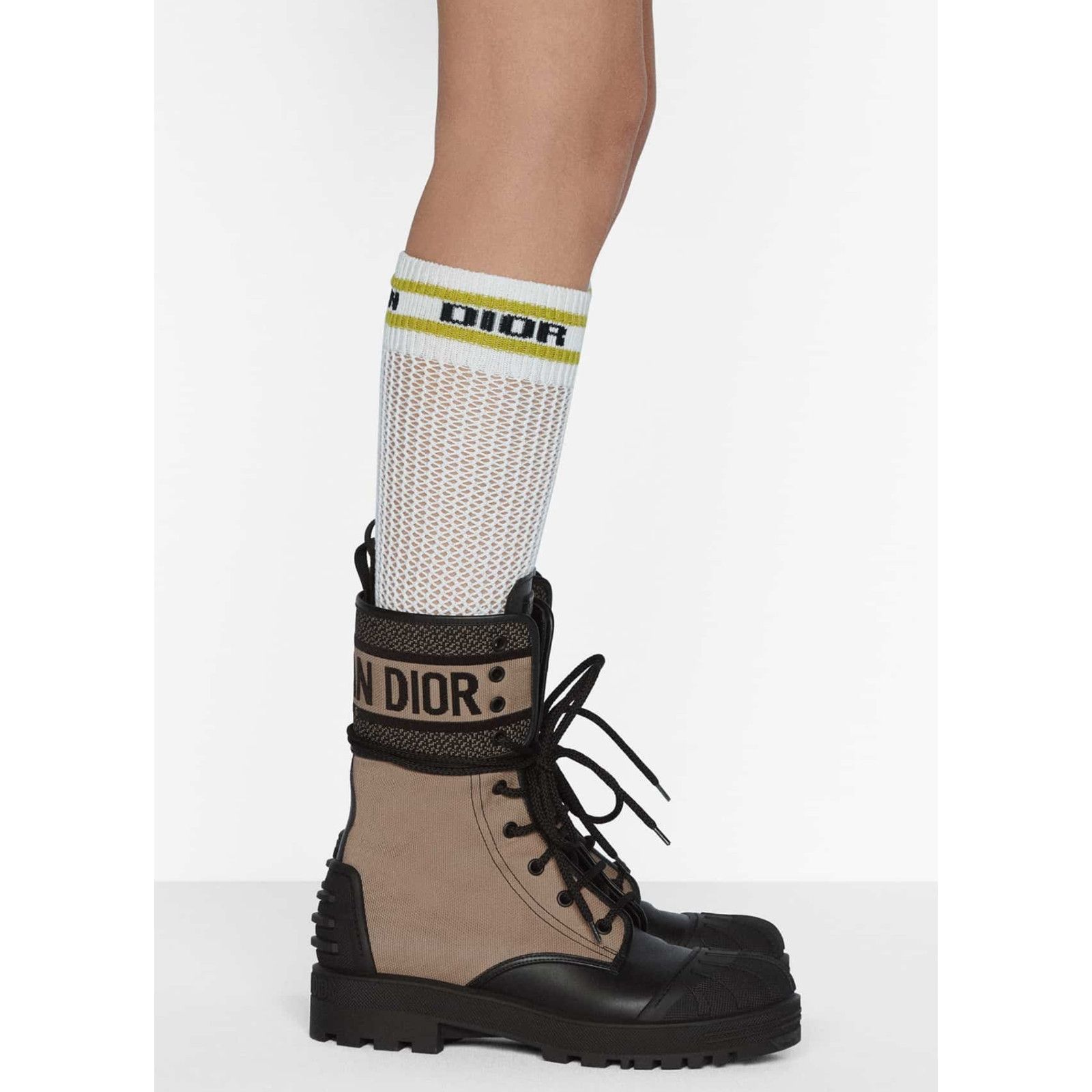 Dior Dior D-Major Black Taupe Logo Military Combat Lace Up Tie Size US 8.5 / IT 38.5 - 6 Thumbnail