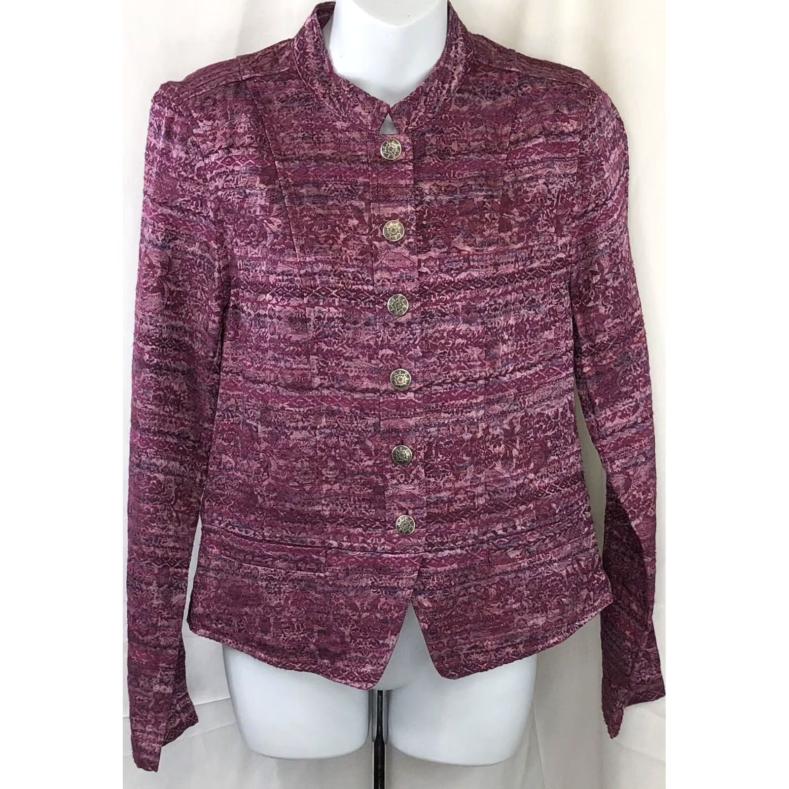 Vintage Vintage Christopher banks Brocade Top Purple Band/Mandarin Collar Shacket Size S / US 4 / IT 40 - 5 Thumbnail