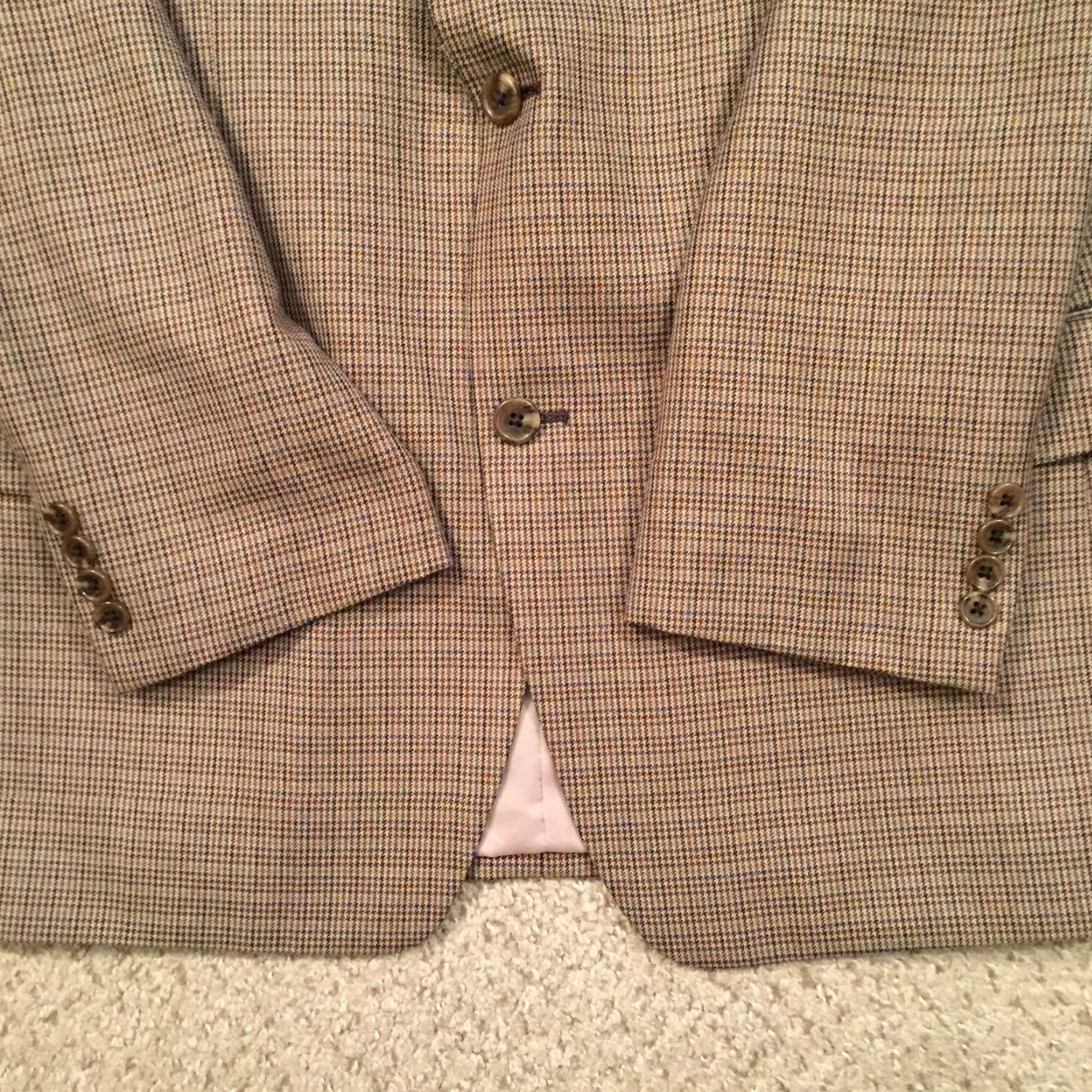 Izod Izod Blazer Mens 40 Regular Beige Plaid Two Button Polyester Blend Jacket Coat One-Button Notch Lapel Vintage? No. Size 40R - 4 Thumbnail