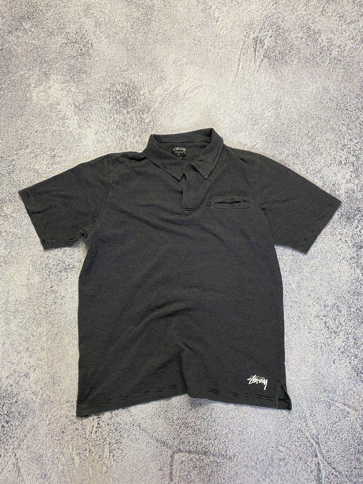 Stussy × Vintage Vintage Stussy Pocket Polo T-shirt Striped Rare Size US L / EU 52-54 / 3 - 1 Thumbnail