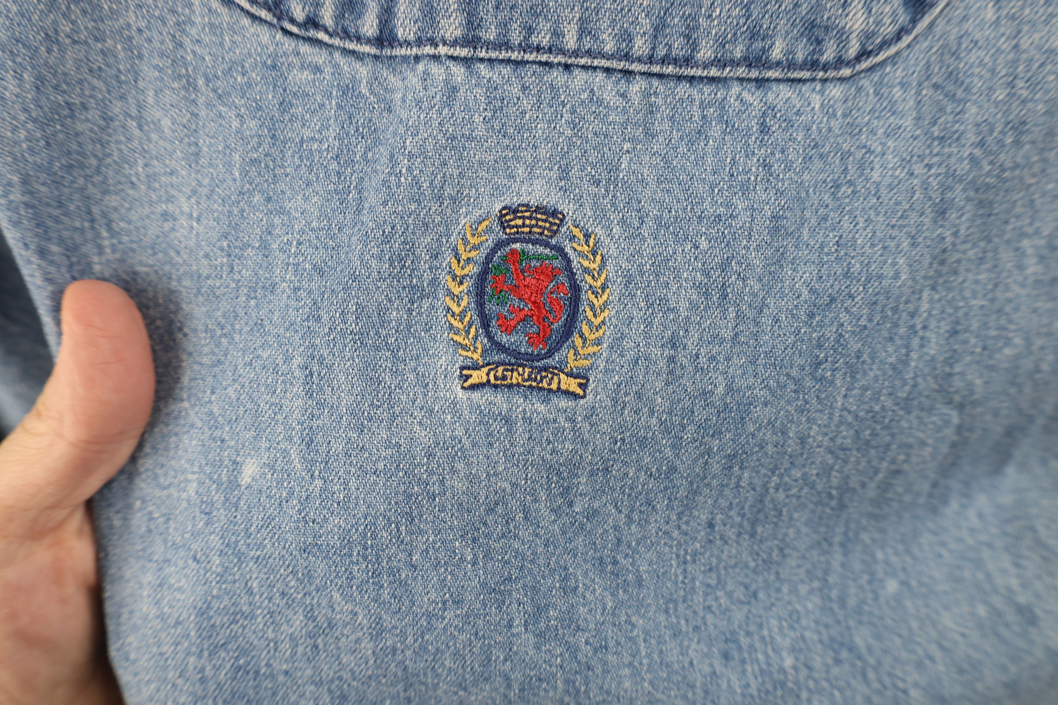 Tommy Hilfiger × Vintage Vintage 90s Tommy Hilfiger Board Denim Jean Button Shirt Size US XL / EU 56 / 4 - 4 Thumbnail