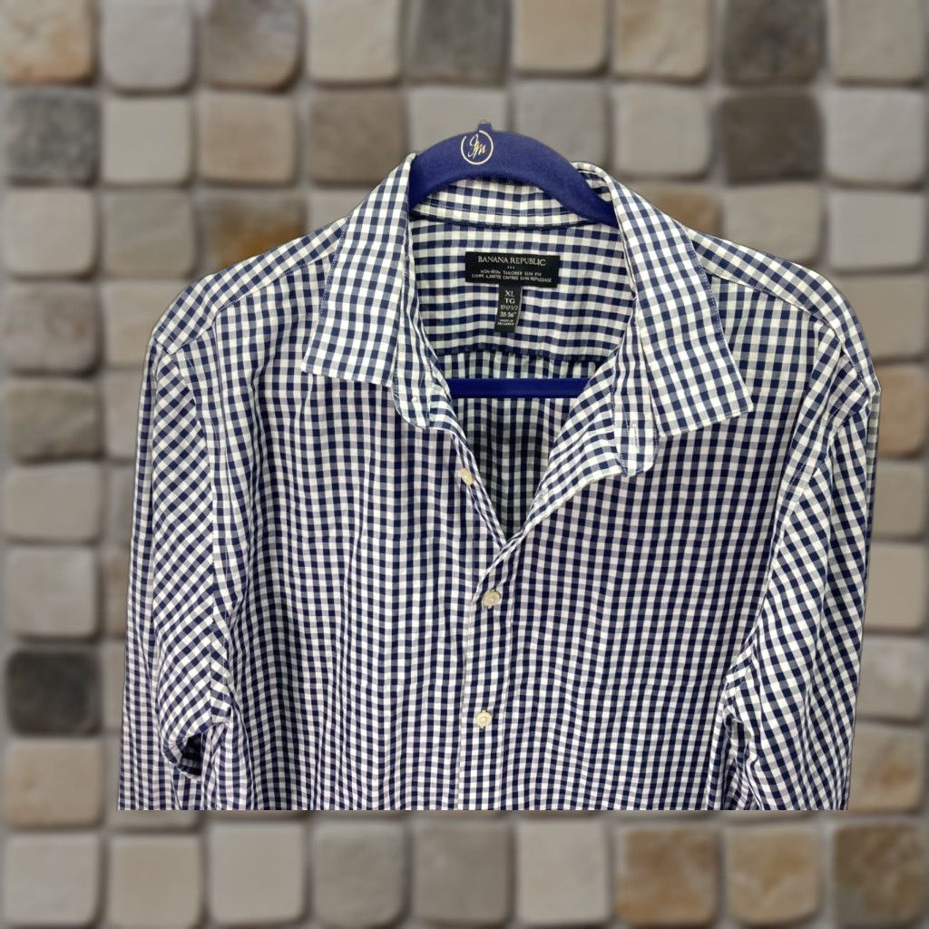 Banana Republic Banana Republic Button-Up Shirt XL Mens Blue White Non Iron Tailored Slim Fit Shirt Size US XL / EU 56 / 4 - 1 Thumbnail