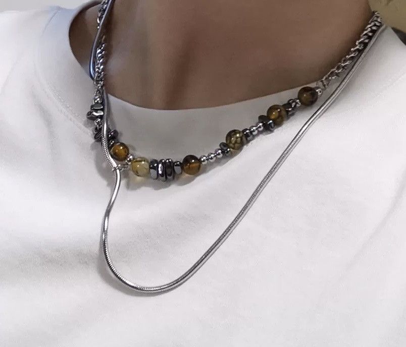 Japanese Brand × Jewelry Retro punk vintage stone beads double layer chain necklace Size ONE SIZE - 2 Thumbnail