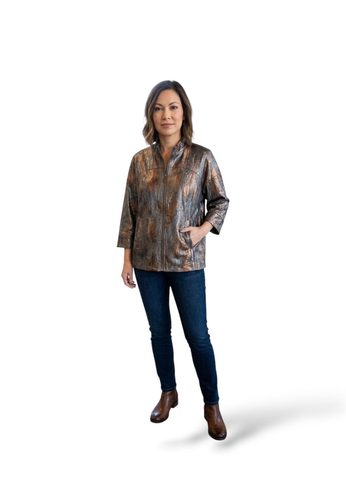Other Ruby Rd metallic print front zip jacket women's 10P Size L / US 10 / IT 46 - 1 Thumbnail
