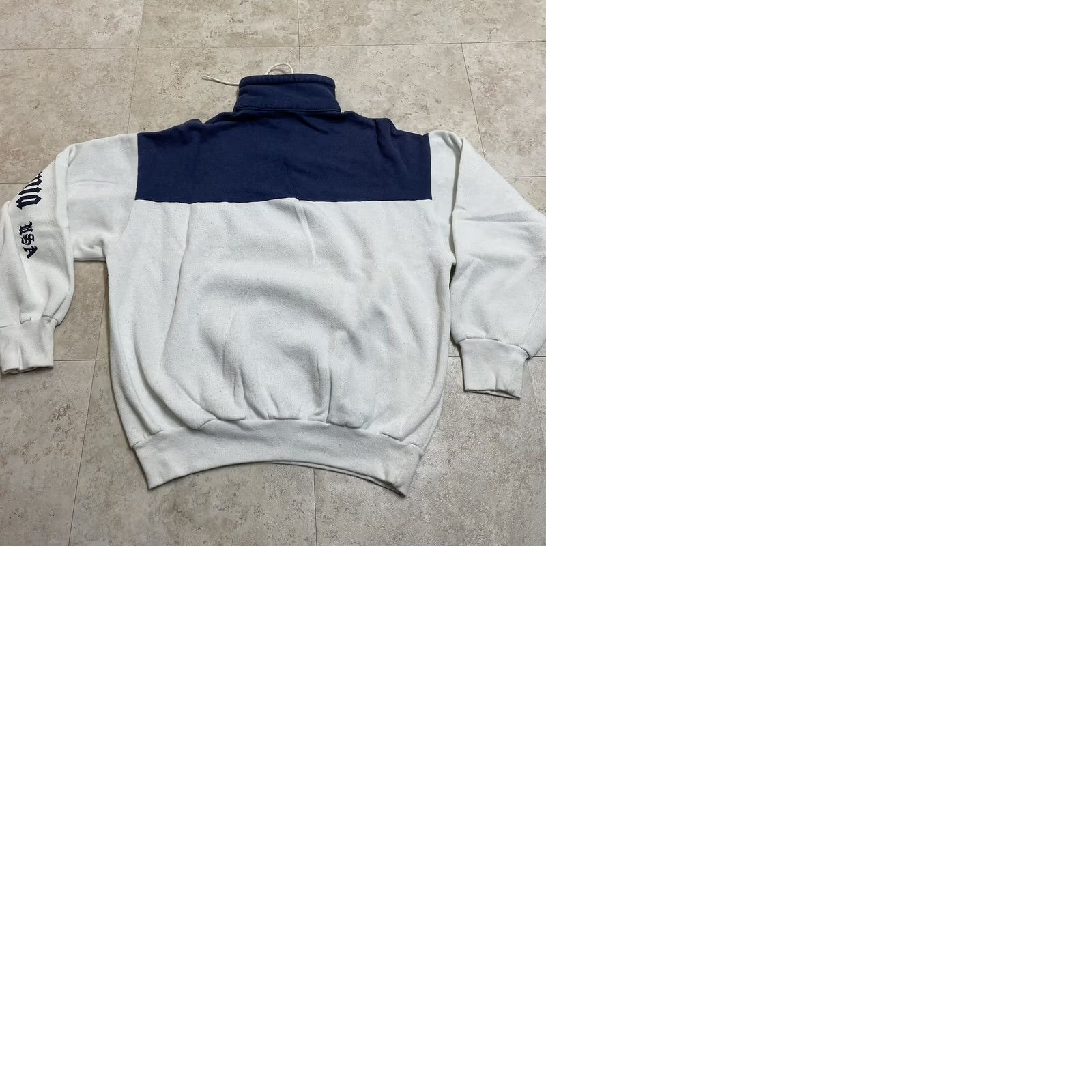 Nautica VINTAGE Milliken VTG Super 80s SanFran California Navy Nautical Sweatshirt Zip Large Skyline VCA Mens L Blue USA 80s Size US L / EU 52-54 / 3 - 9 Thumbnail