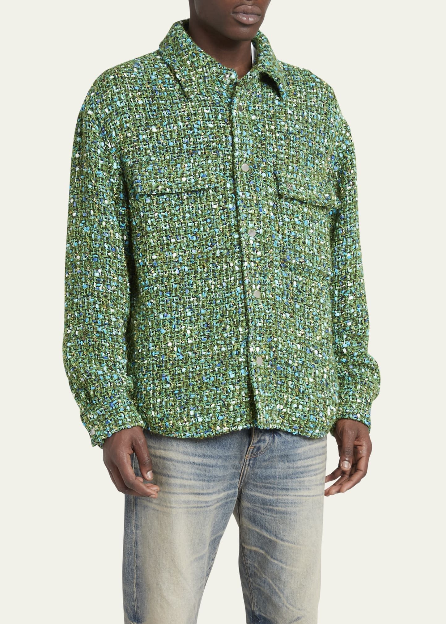 Amiri o1w1db10125 Boucle Snap-Front Overshirt in Multicolor Size US L / EU 52-54 / 3 - 5 Thumbnail