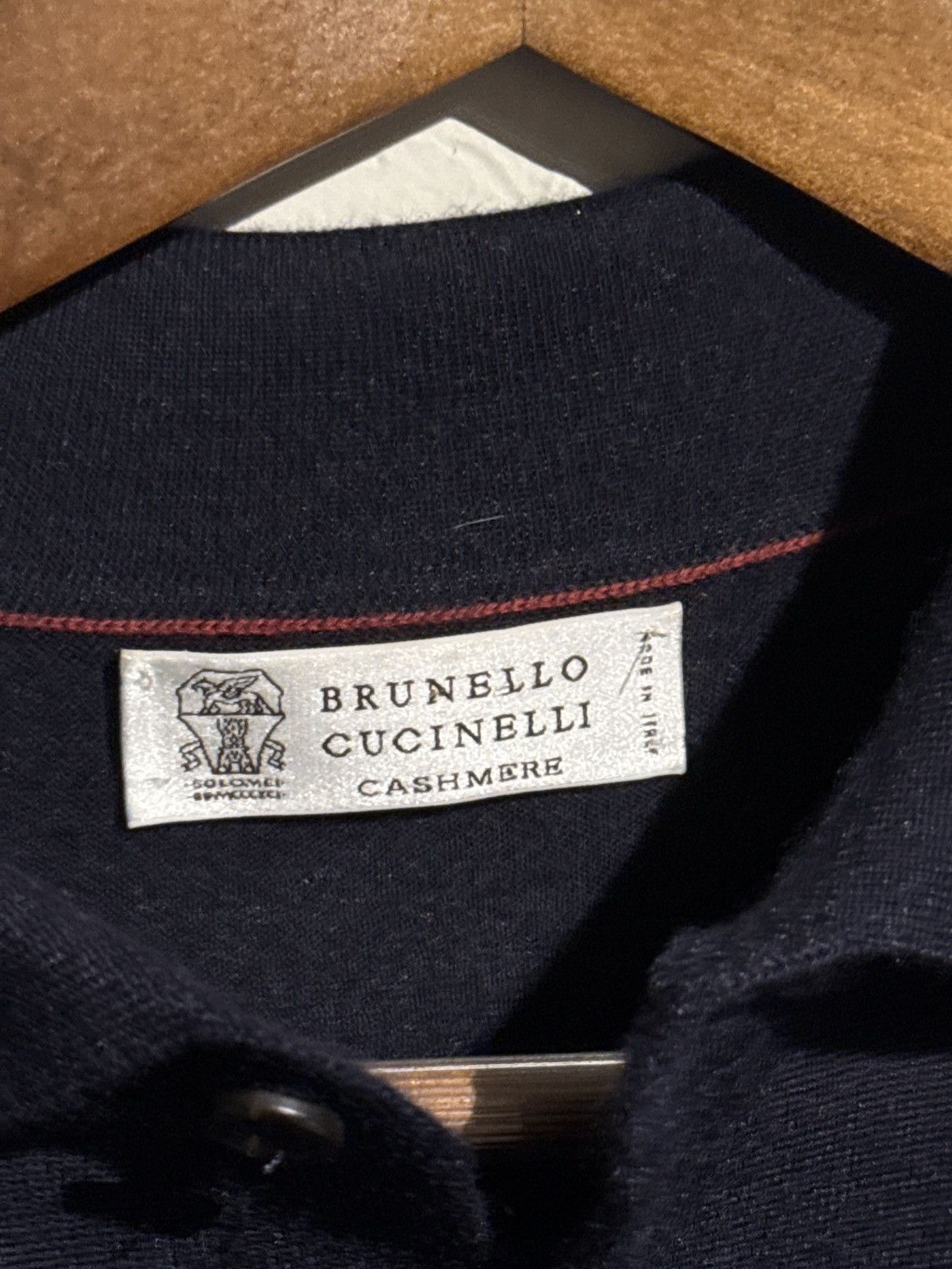 Brunello Cucinelli Navy Brunello Cucinelli Cashmere Long Sleeve Polo Size US M / EU 48-50 / 2 - 2 Thumbnail