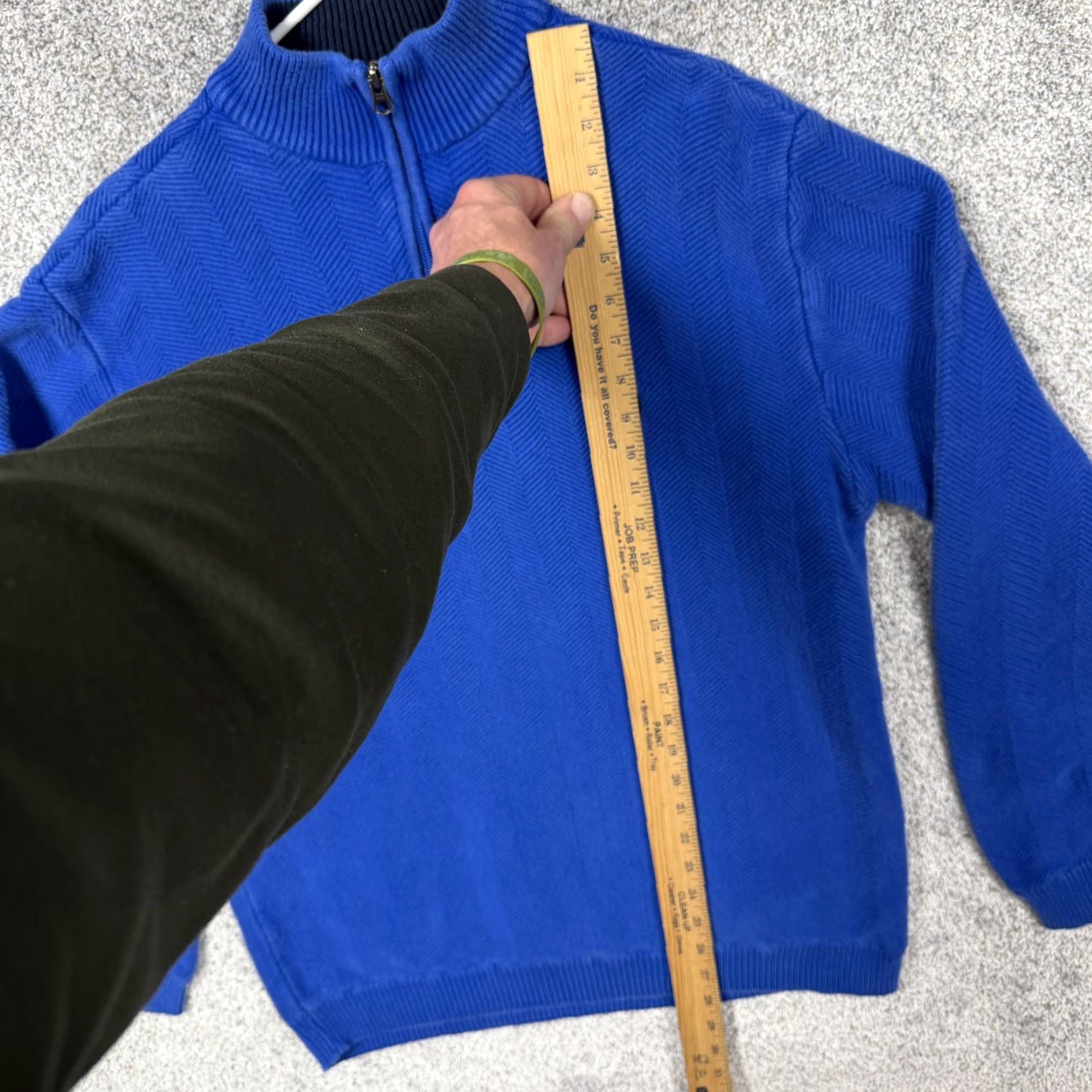 Chaps Chaps Mens L Blue 1/4 Zip Mock Neck Herringbone Knit Pullover Sweater Size US L / EU 52-54 / 3 - 2 Thumbnail