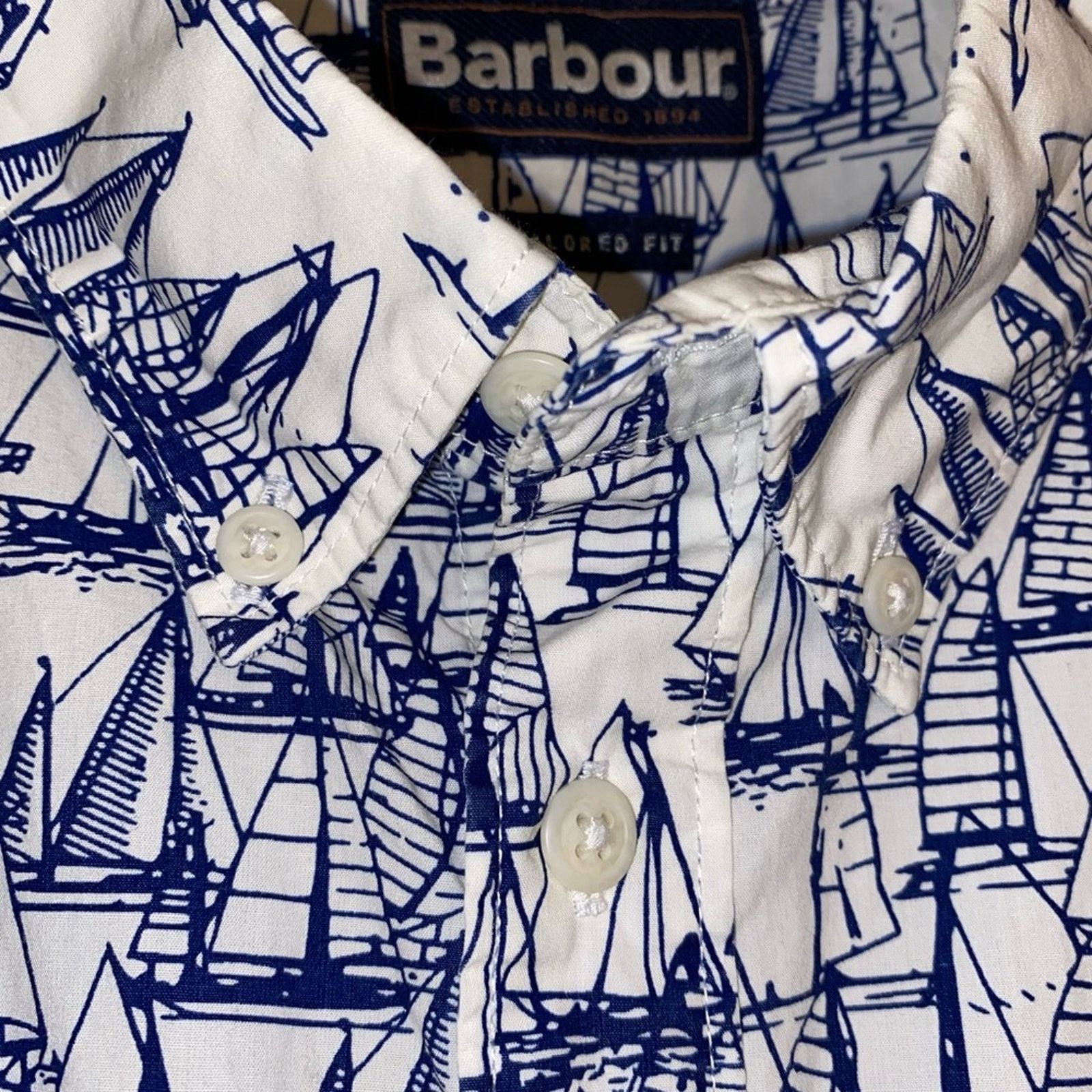 Barbour Barbour $129 Mens Sailboat Print Short Sleeve Shirt XL Size US XL / EU 56 / 4 - 6 Thumbnail