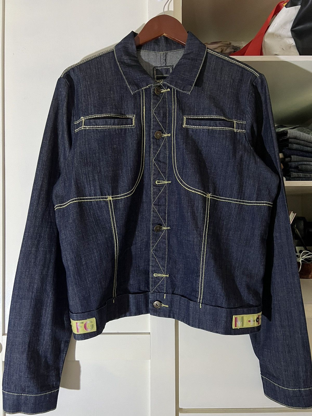 Marithe + Francois Girbaud Vintage 2000s Archive M+FG Cropped Button Up Denim Jacket Size US S / EU 44-46 / 1 - 1 Thumbnail