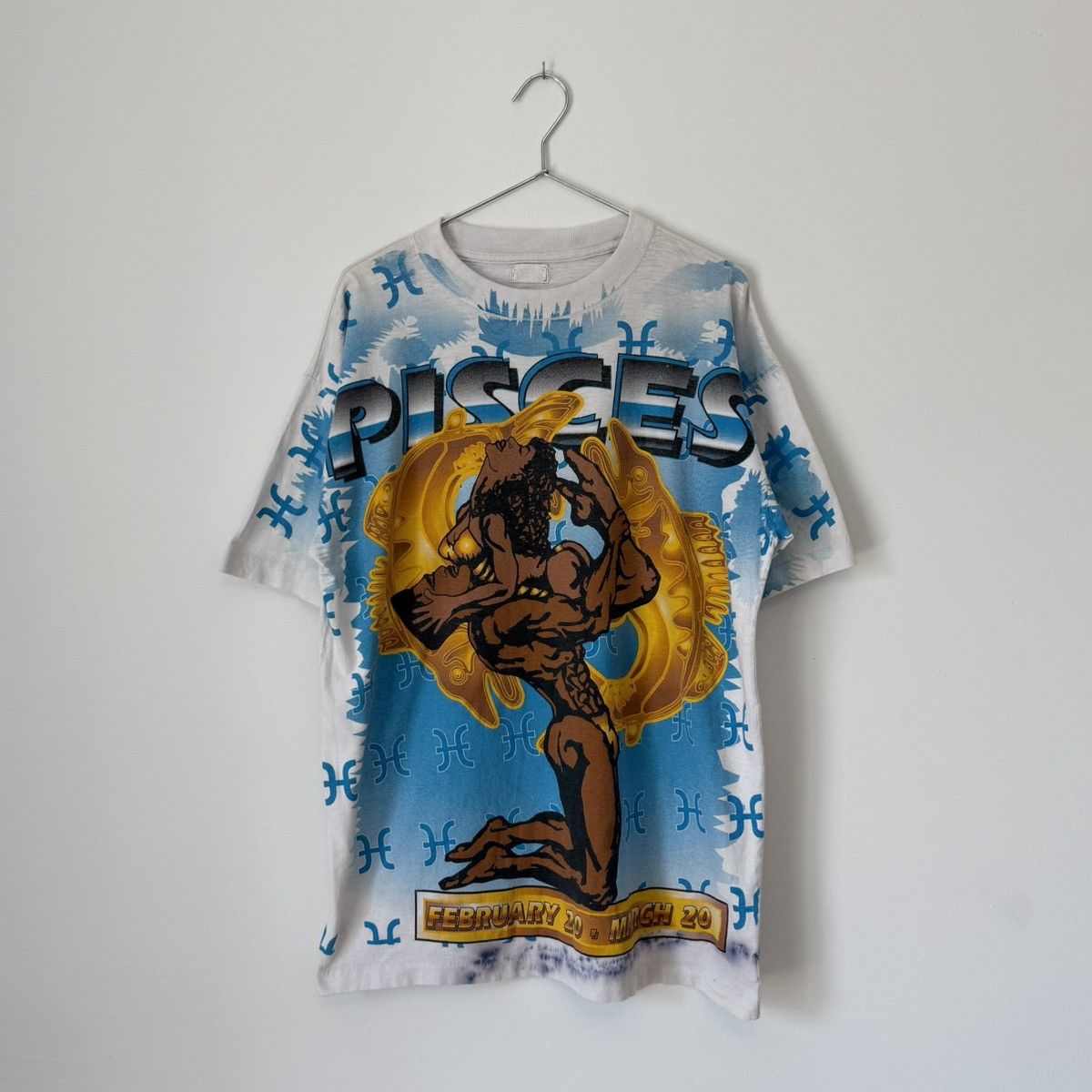 Vintage Vtg 1990s Pisces Zodiac Sign Horoscope All Over Print Tee Size US L / EU 52-54 / 3 - 2 Thumbnail