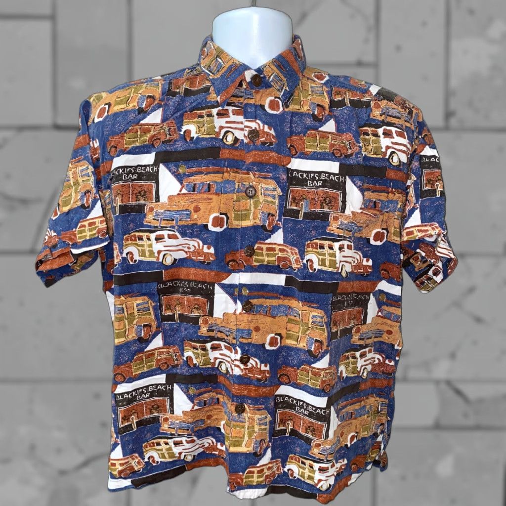 ALOHAS Kahala Mens Aloha Hawaiian Shirt Car Print 100% Rayon Size M Short Sleeve Button-Up Regular Mens Multicolor Size US M / EU 48-50 / 2 - 1 Thumbnail