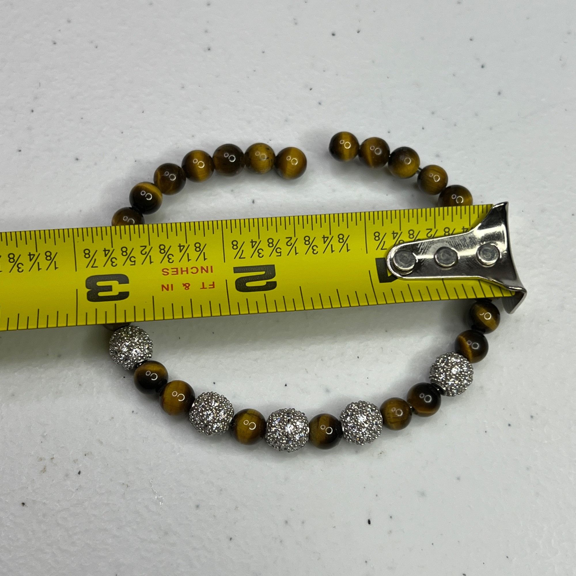 Designer Tigers Eye & Rhinestone Beaded Stretch Bracelet Size ONE SIZE - 5 Thumbnail