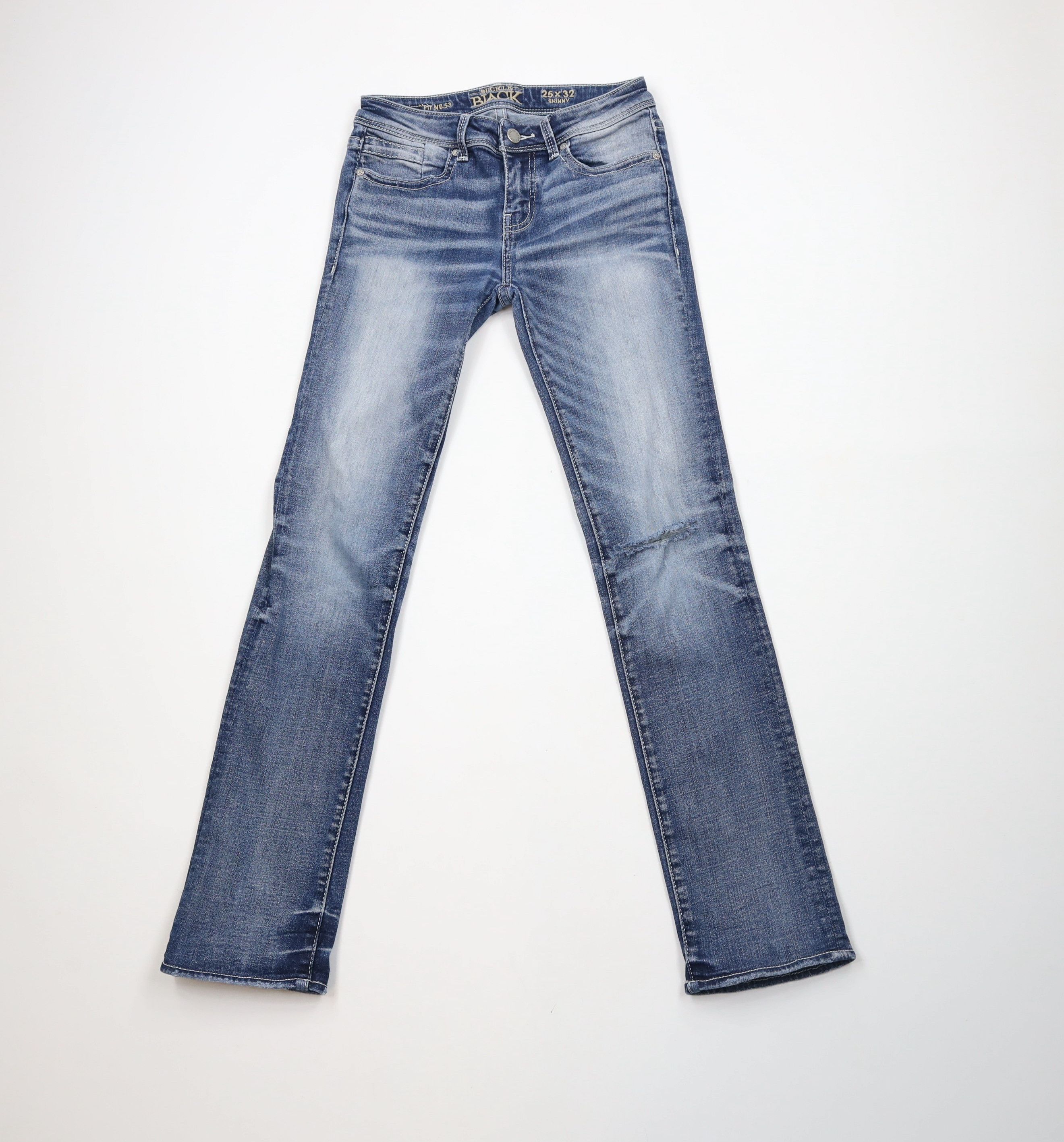 Vintage Buckle Black Fit No 53 Skinny Leg Stretch Denim Jeans Size 25" / US 0 / IT 36 - 1 Thumbnail