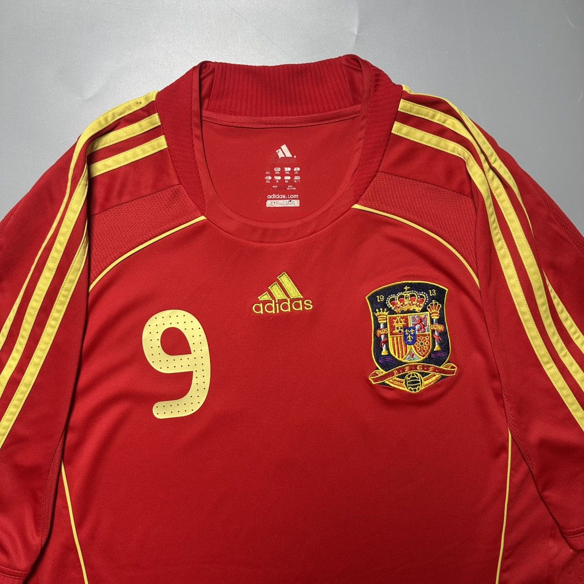 Adidas SPAIN ADIDAS 2008 EURO FOOTBALL HOME JERSEY #9 TORRES Size US XXL / EU 58 / 5 - 3 Thumbnail