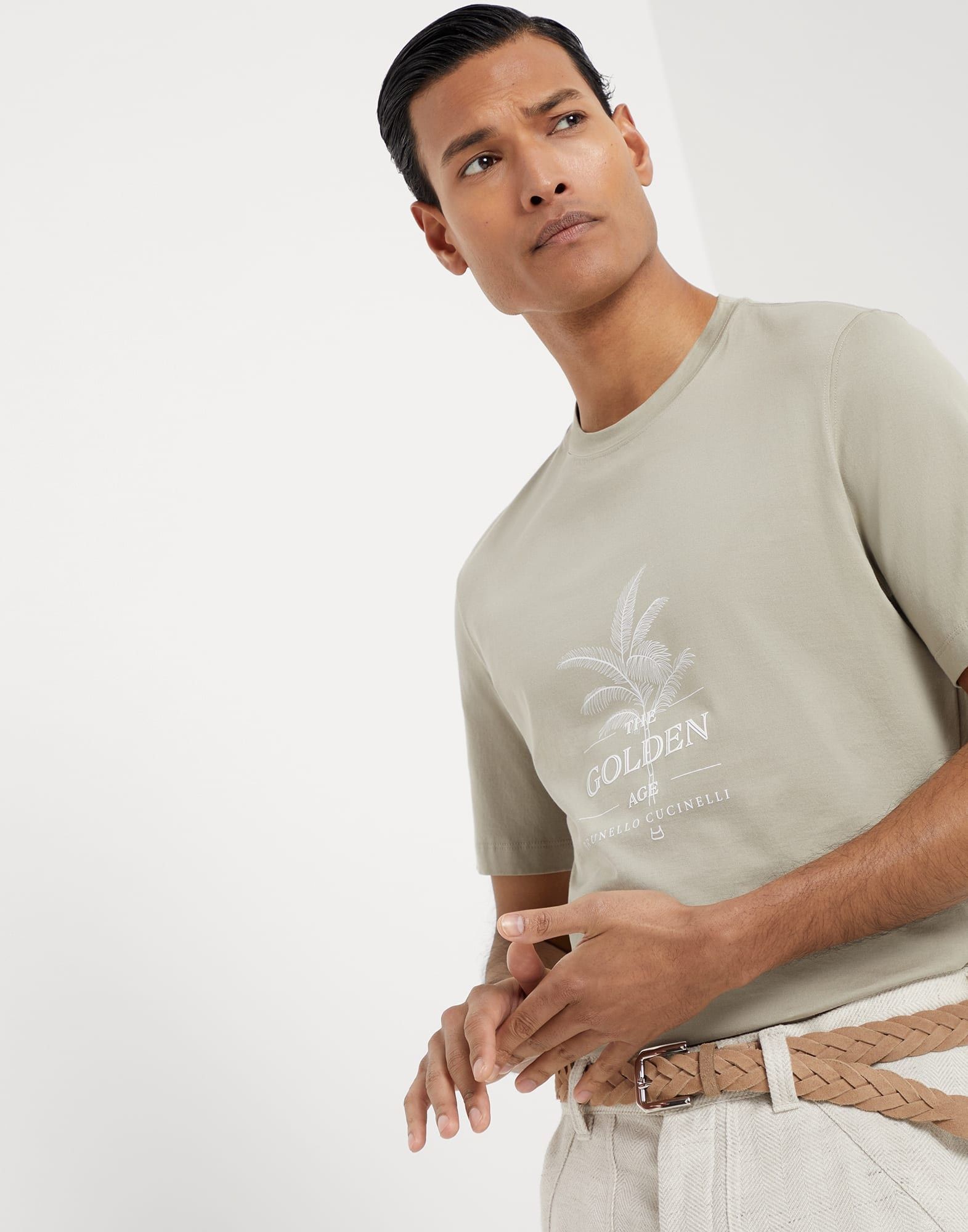 Brunello Cucinelli o1w1db10925 Cotton Crewneck T-Shirt in Open Green Size US XXS / EU 40 - 4 Thumbnail