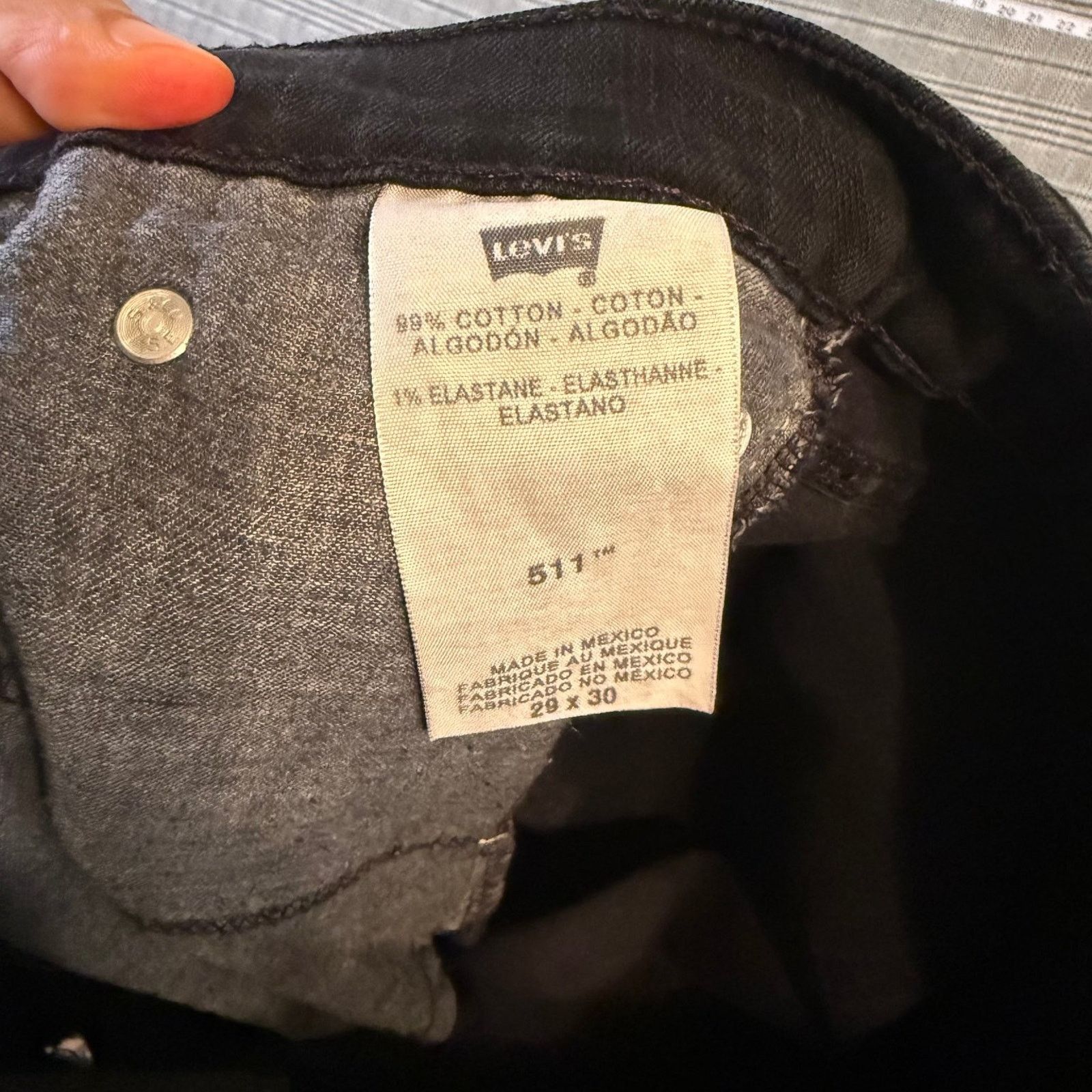 Levi's Levi's 511 Men's Jeans Black Denim Slim Distressed 29x30 Size US 29 - 7 Thumbnail