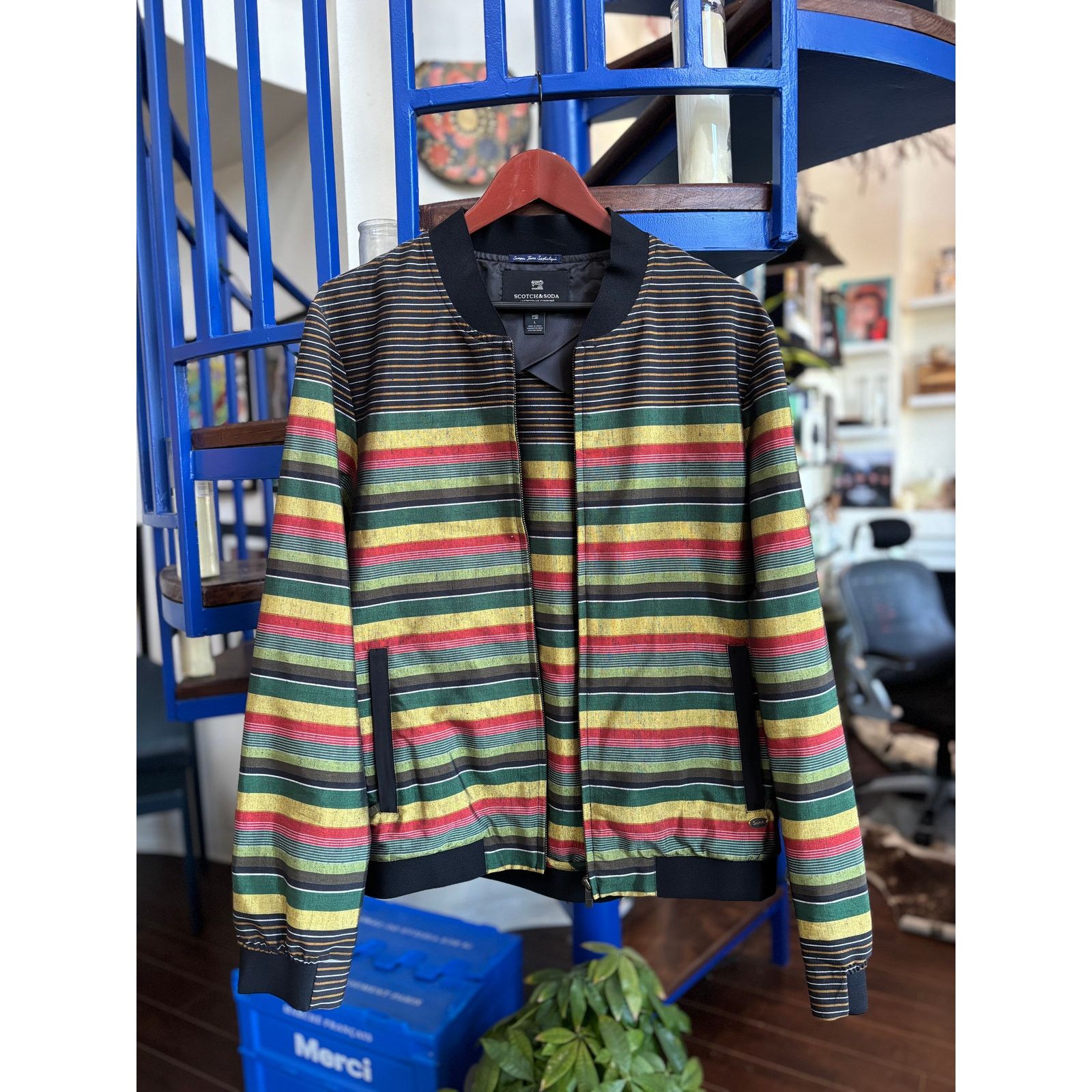 Scotch & Soda Scotch & Soda Multicolor Striped Bomber Jacket Size L Size US L / EU 52-54 / 3 - 1 Thumbnail