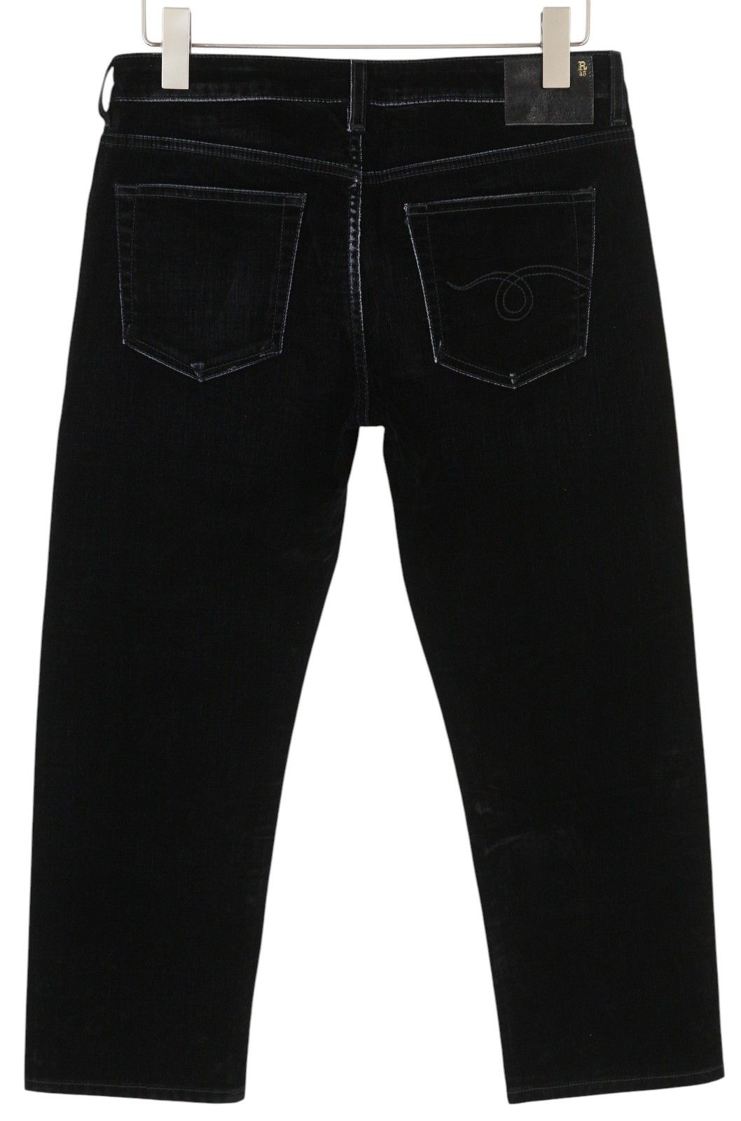 R13 BOY STRAIGHT 28 Flocked Black Velvet Cropped Dark 86249 Size 28" / US 6 / IT 42 - 2 Thumbnail