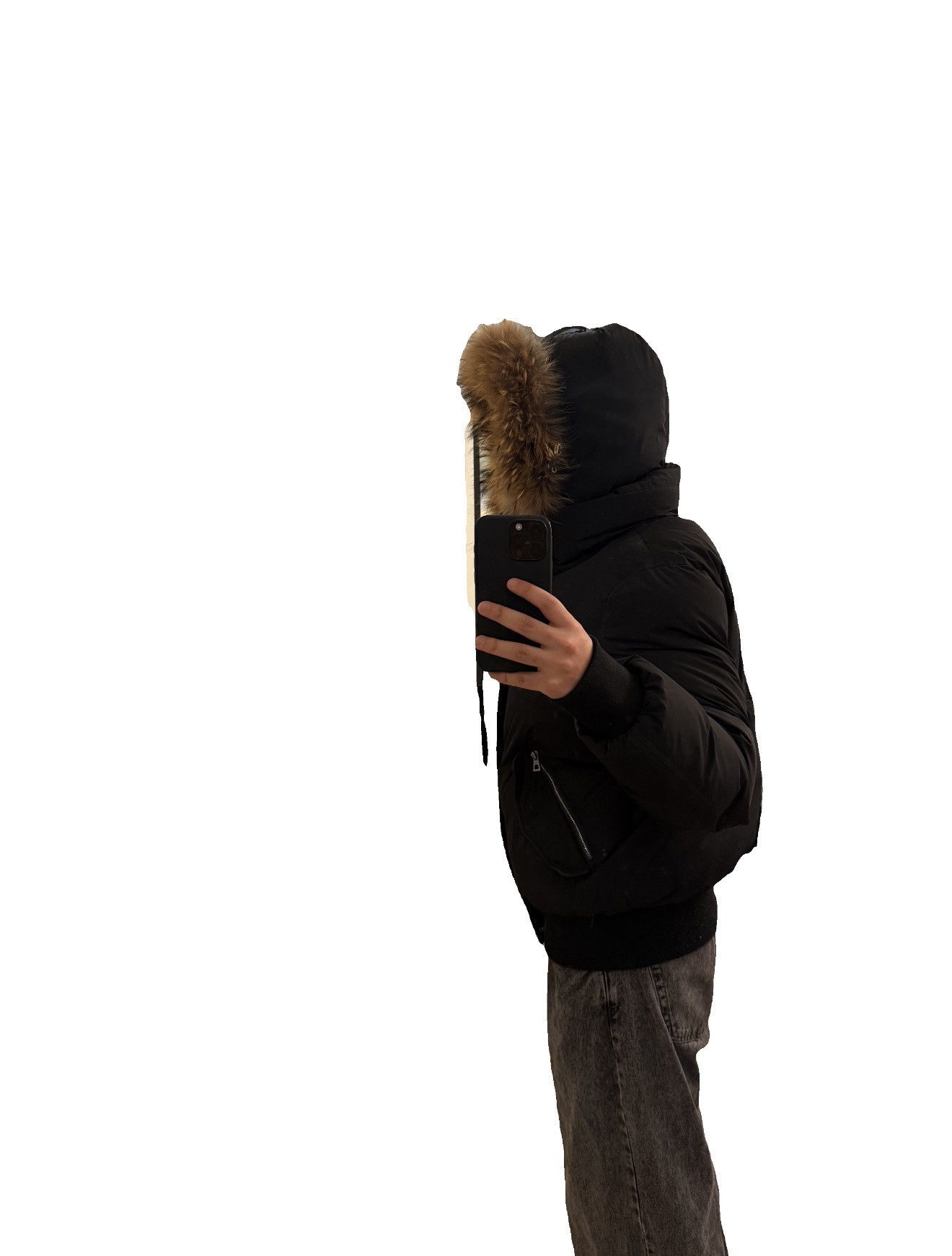 Rudsak RUDSAK Black Down Bomber Jacket w/ Natural Fur Hood Size US S / EU 44-46 / 1 - 5 Thumbnail
