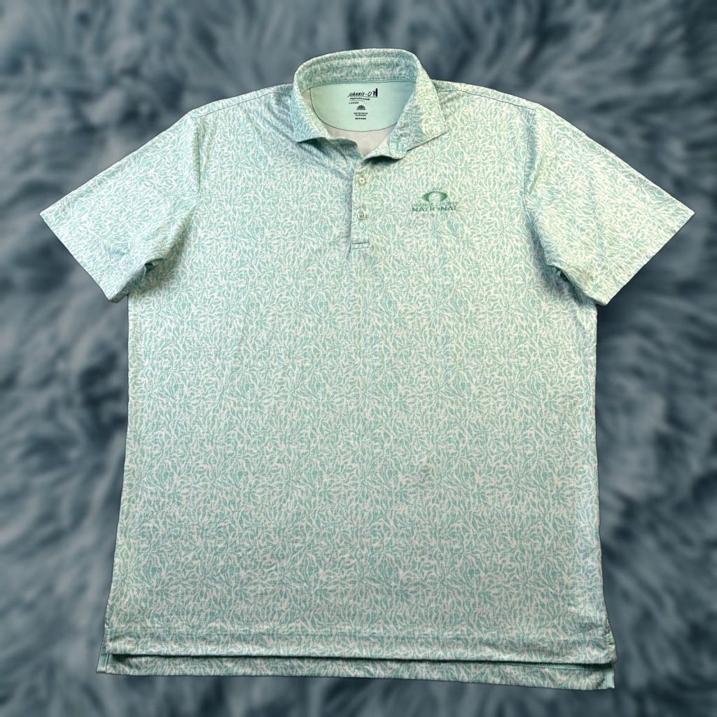 johnnie-O Johnnie O Polo Shirt Mens Large Green All Over Print Golf Shirt Geometric Short Sleeve Casual Activewear Regular Fit XS? Size US L / EU 52-54 / 3 - 1 Thumbnail