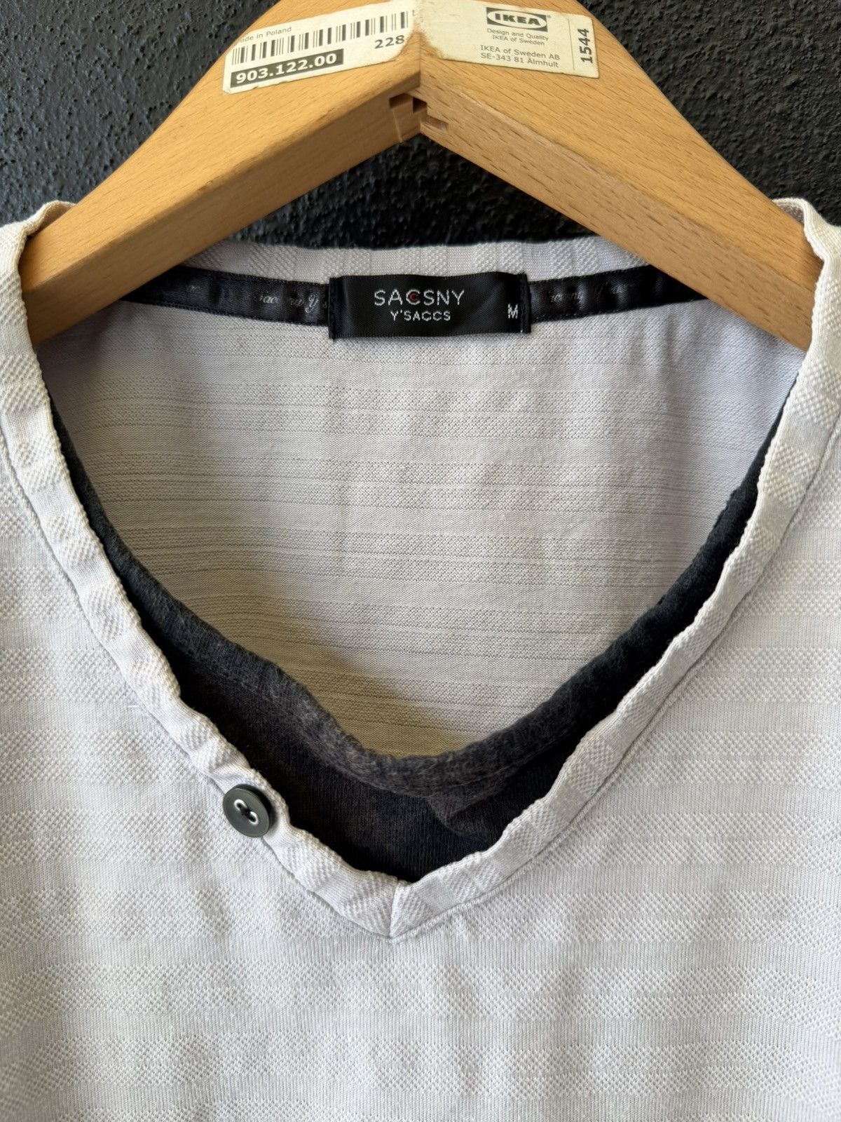 Yohji Yamamoto Sacsny Y'saccs Yohji Yamamoto Textured V-Neck T-Shirt Size US M / EU 48-50 / 2 - 3 Thumbnail