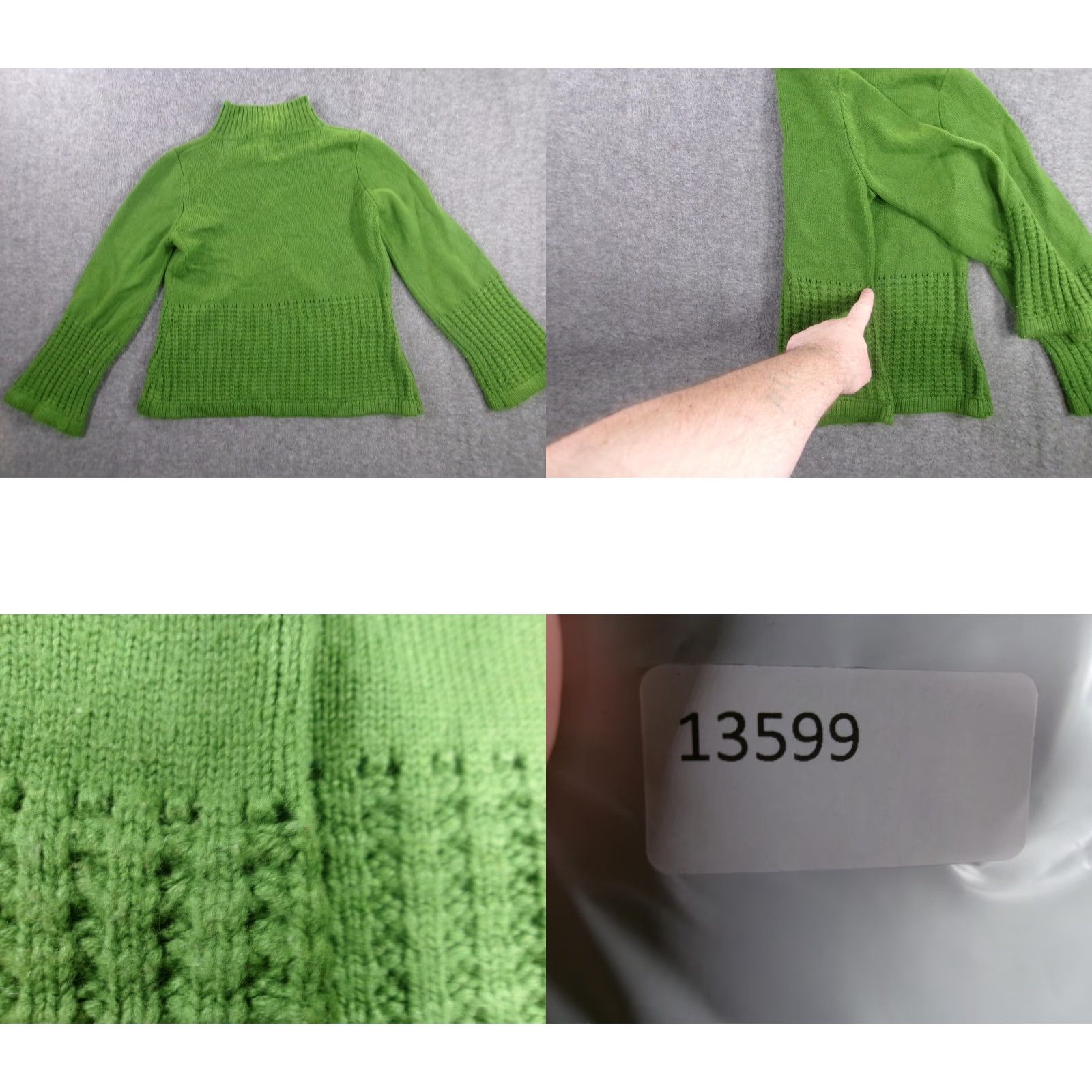 Vintage Sharagano Cardigan Womens Petite Medium Green Knit Capsule Ribbed Textured Cozy Size M / US 6-8 / IT 42-44 - 8 Thumbnail