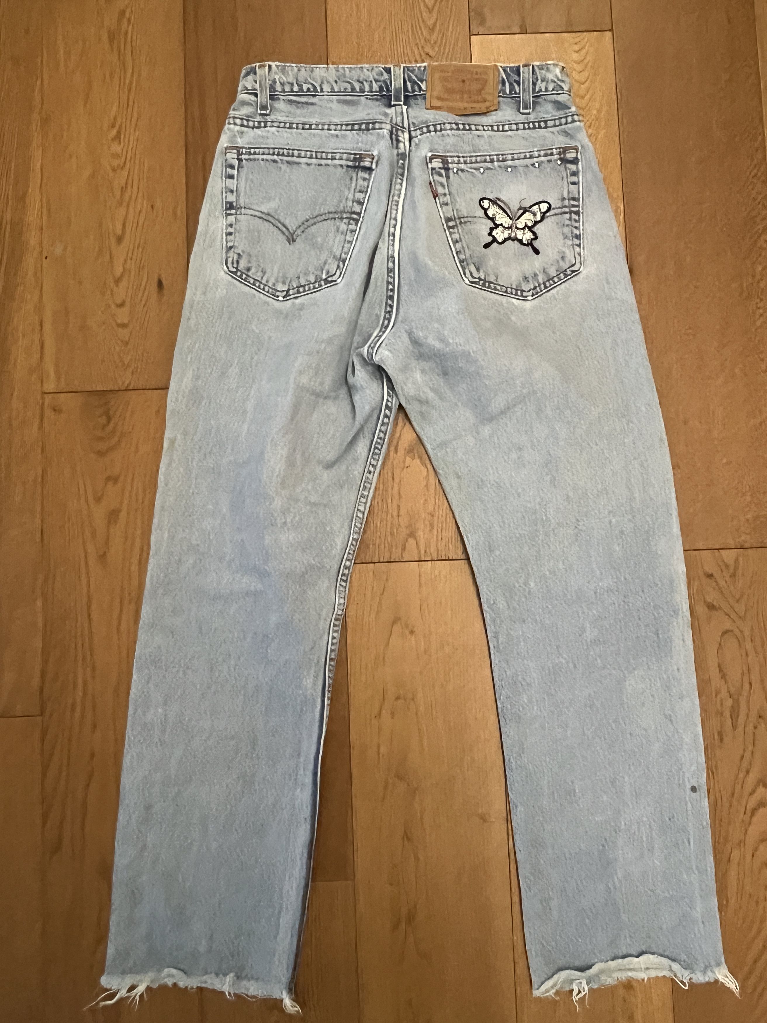 Levi's Vintage Clothing Vtg 90s Levis 505 Custom Butterfly Rhinestone Jeans 32x30 Size 30" / US 8 / IT 44 - 10 Thumbnail