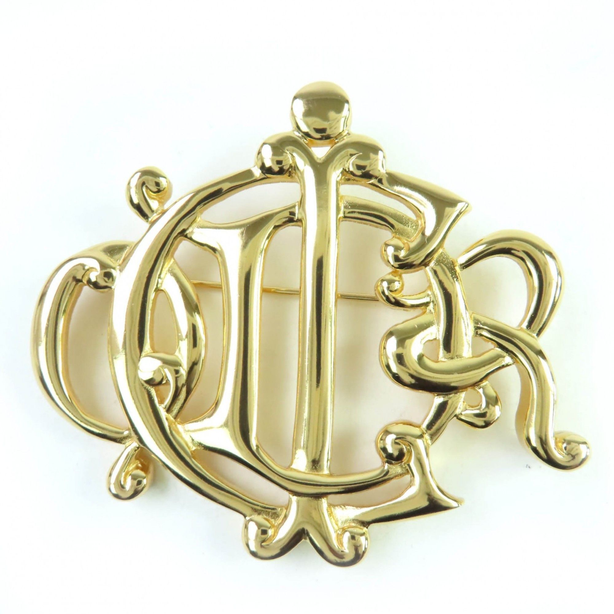 Dior Christian Dior emblem logo design brooch accessory, gold, for women Size ONE SIZE - 1 Thumbnail