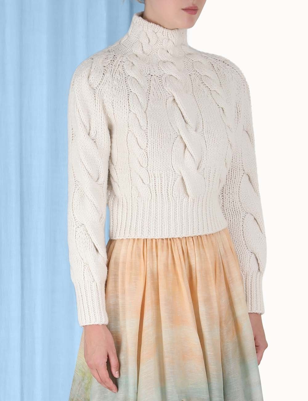 Zimmermann oc11z0325 Luminosity Cable Sweater in Light Beige Size M / US 6-8 / IT 42-44 - 5 Thumbnail