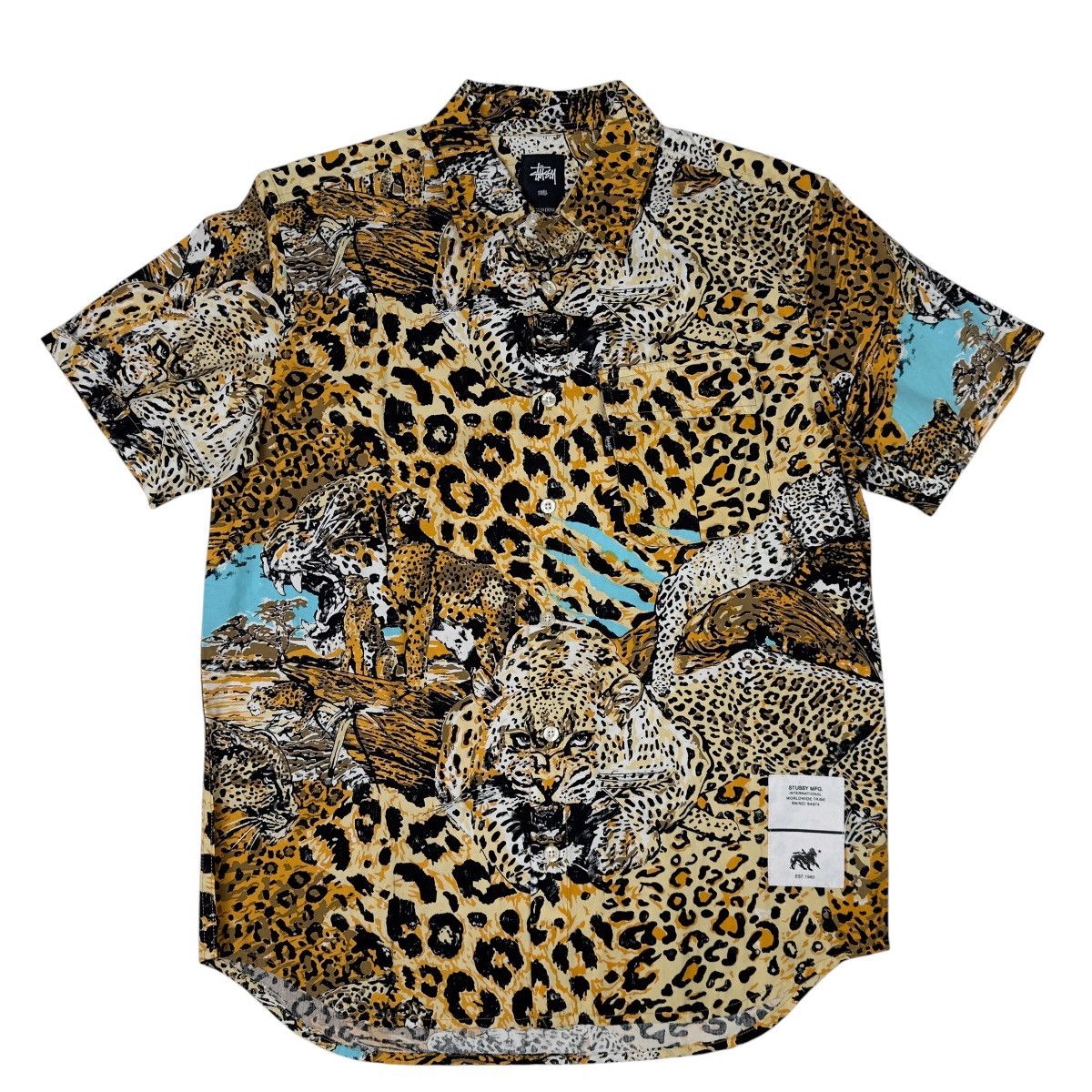 Stussy Stussy Wildlife Khaki Mens Button Down Leopard Safari Shirt Size US S / EU 44-46 / 1 - 1 Thumbnail