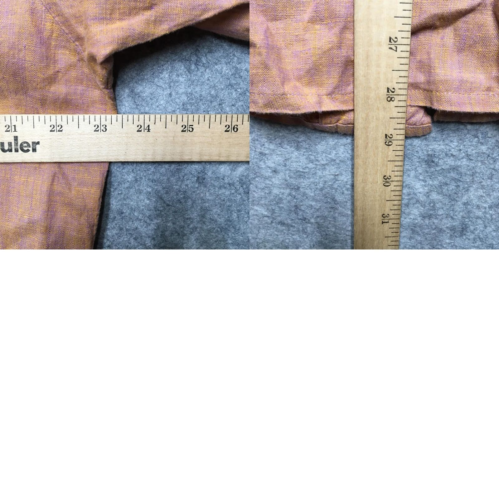 FLAX VINTAGE FLAX by Jeanne Engelhart Shirt Mens Small Orange Linen Short Sleeve Button-Up Collared Size US S / EU 44-46 / 1 - 8 Thumbnail