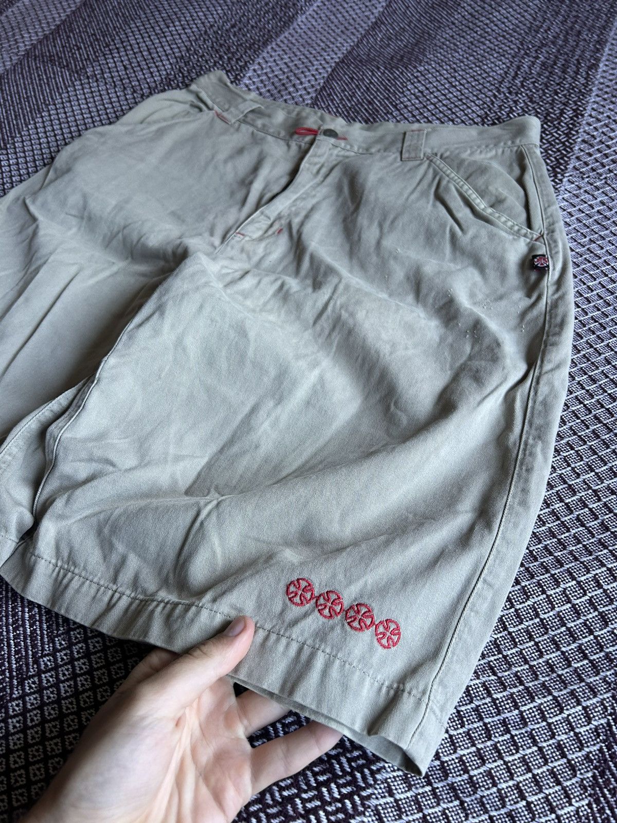 Independent Truck Co. Vintage Independent Beige Rap Shorts Streetwear Style Sz 34 Size US 34 / EU 50 - 5 Thumbnail