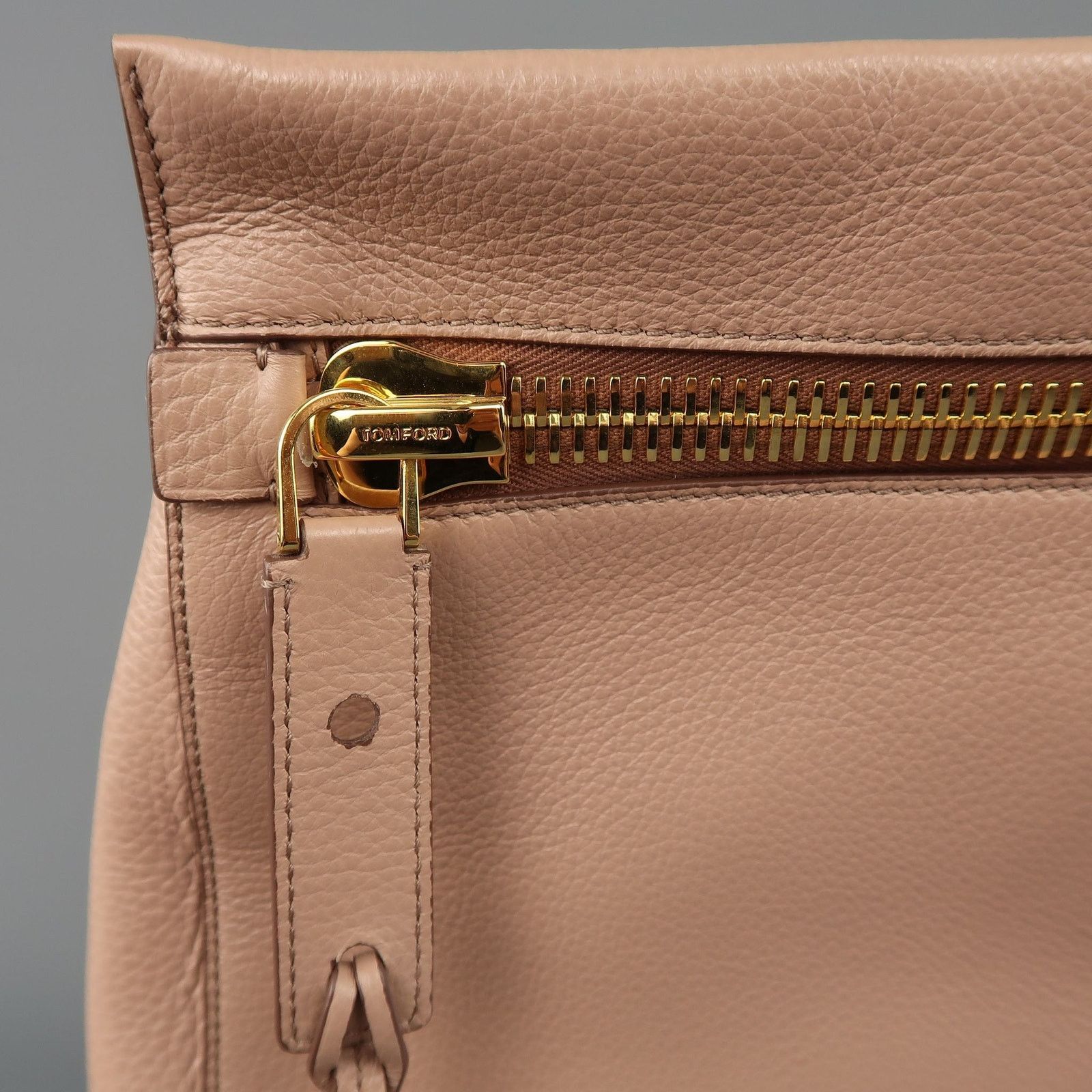 Tom Ford Nude Textured Leather Gold Padlock ALIX Clutch Handbag Size ONE SIZE - 2 Thumbnail