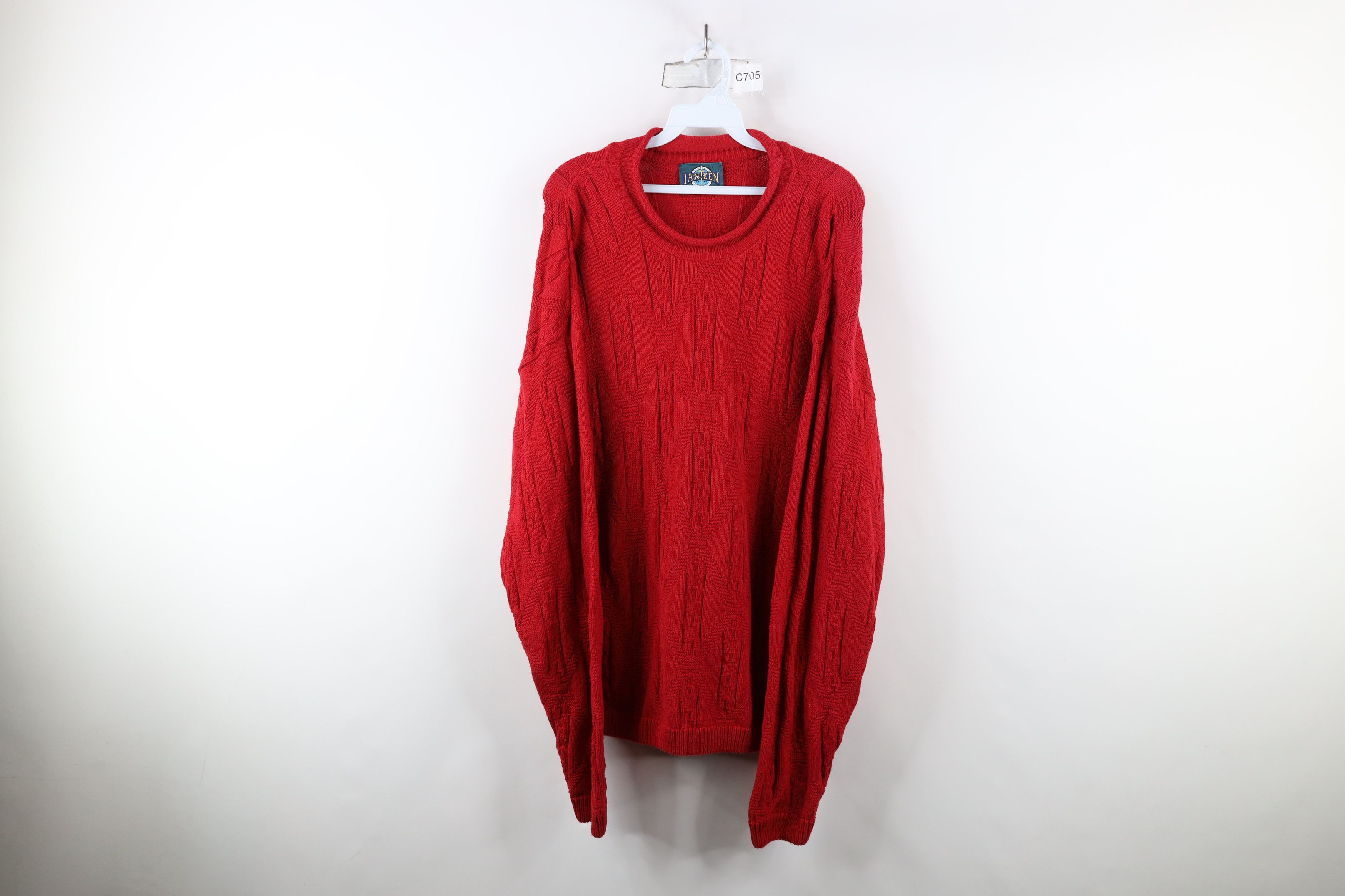 Vintage Vintage 90s Streetwear Diamond Cable Marled Knit Sweater USA Size US L / EU 52-54 / 3 - 1 Thumbnail