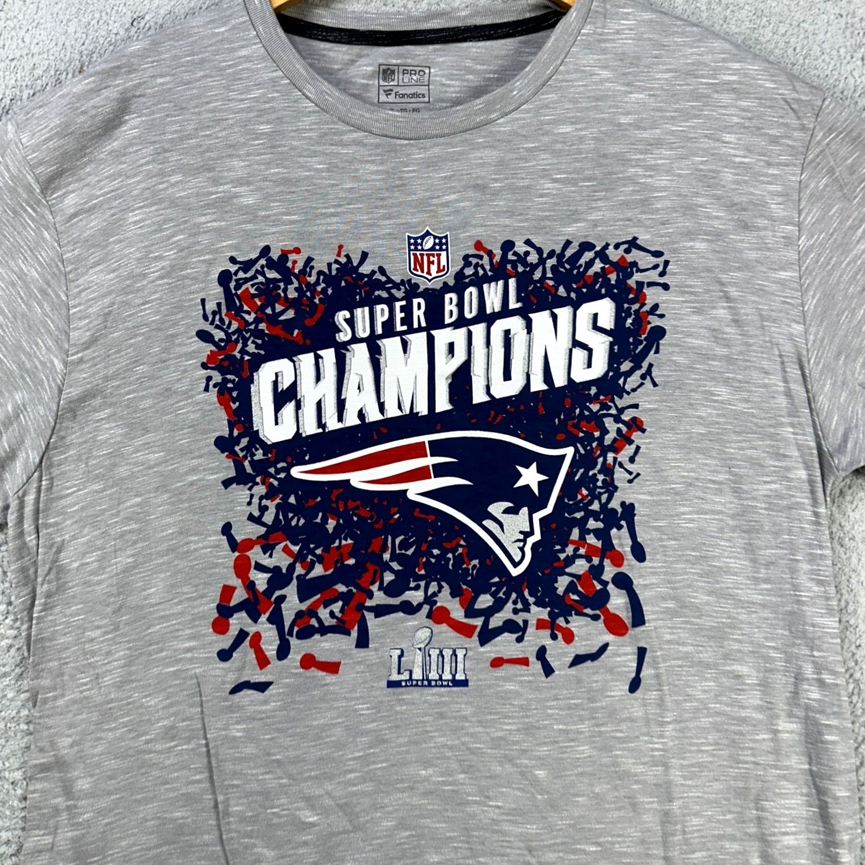 NFL New England Patriots NFL Mens T-Shirt XL Grey Super Bowl Champions Pro Line NEW Size US XL / EU 56 / 4 - 2 Thumbnail