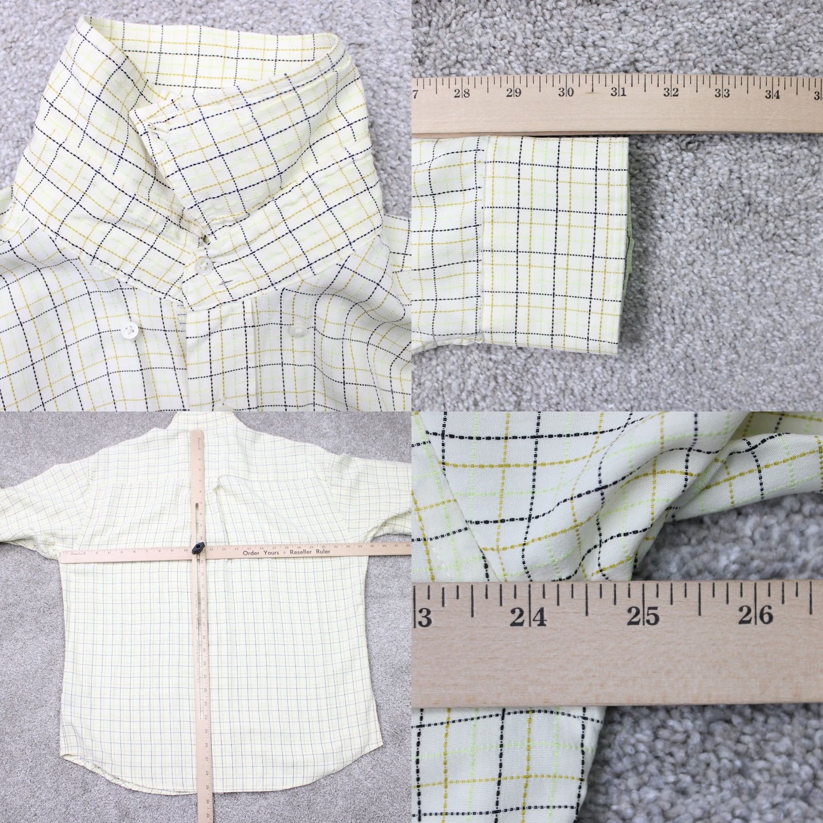 BUGATCHI Bugatchi Uomo Shirt Mens Large Yellow Check Modal Rayon/Poly Blend Long Sleeve Button-Up Casual Business Size US L / EU 52-54 / 3 - 8 Thumbnail