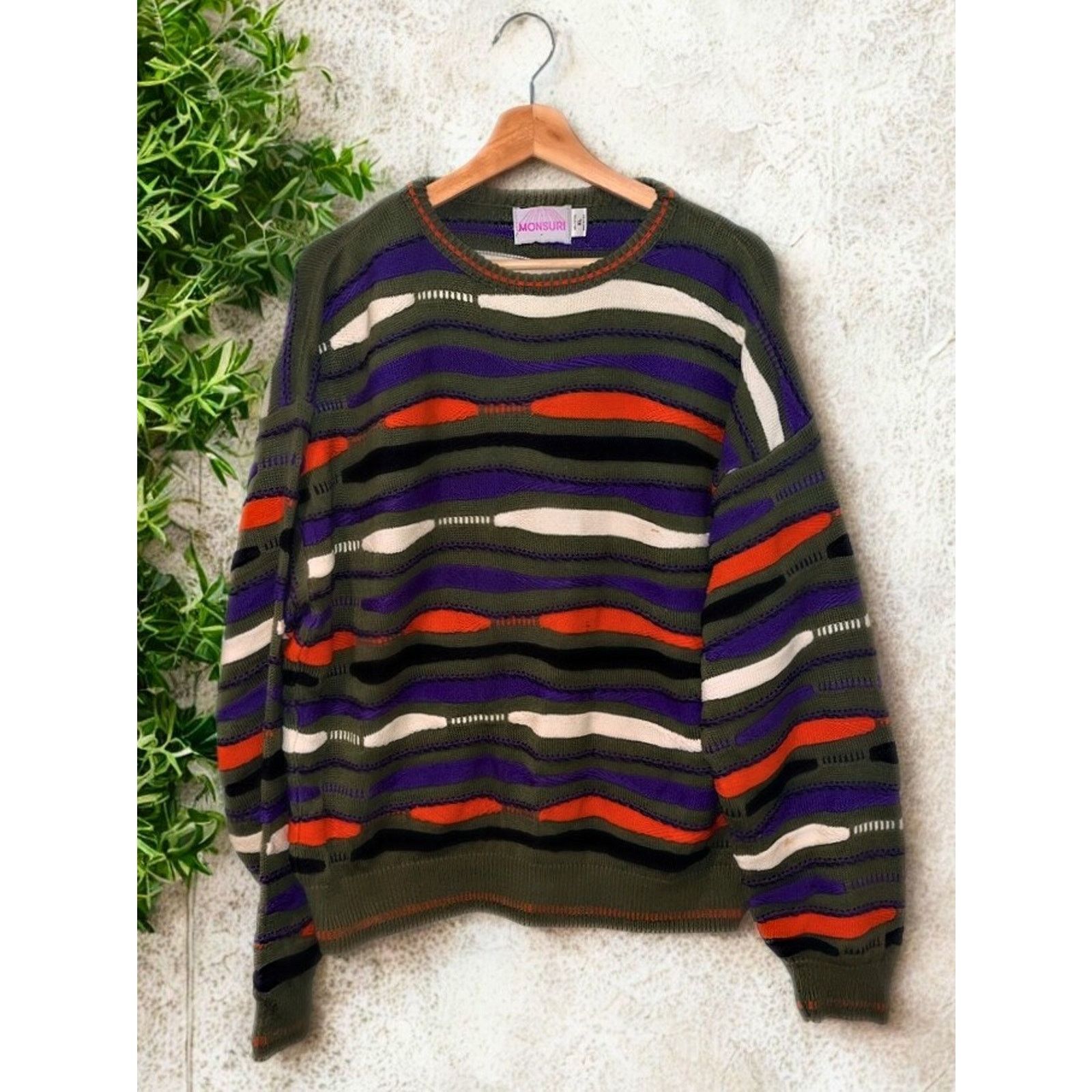 Other Monsuri Coogi Style 3D Knit Sweater XL VTG USA 100% Cotton Size US XL / EU 56 / 4 - 7 Thumbnail