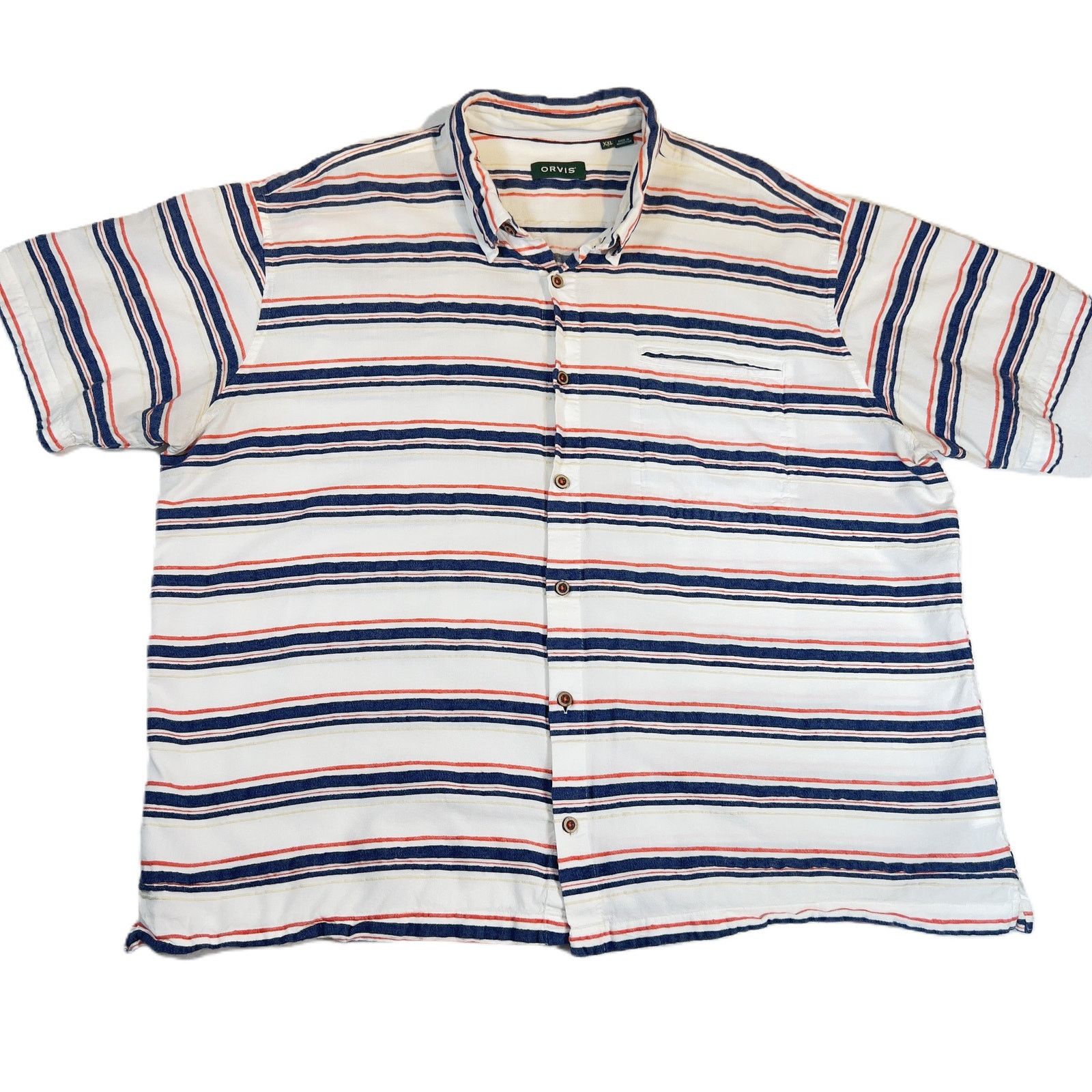 Orvis Orvis Button Shirt Men's XXL White Blue Orange Stripe Size US XXL / EU 58 / 5 - 1 Thumbnail
