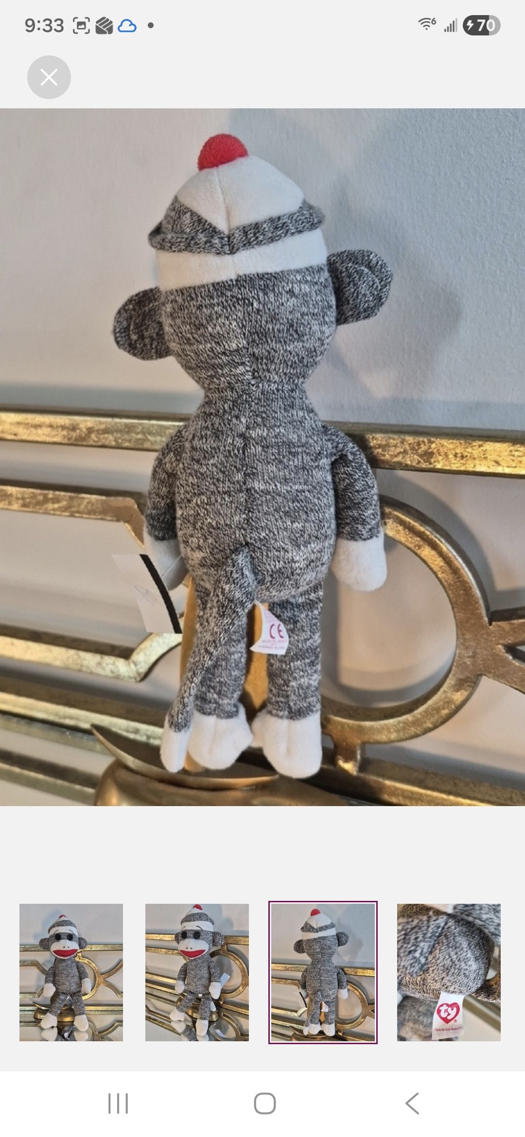 Other TY Beanie Baby SOCKS the Sock Monkey Plush Size ONE SIZE - 3 Thumbnail
