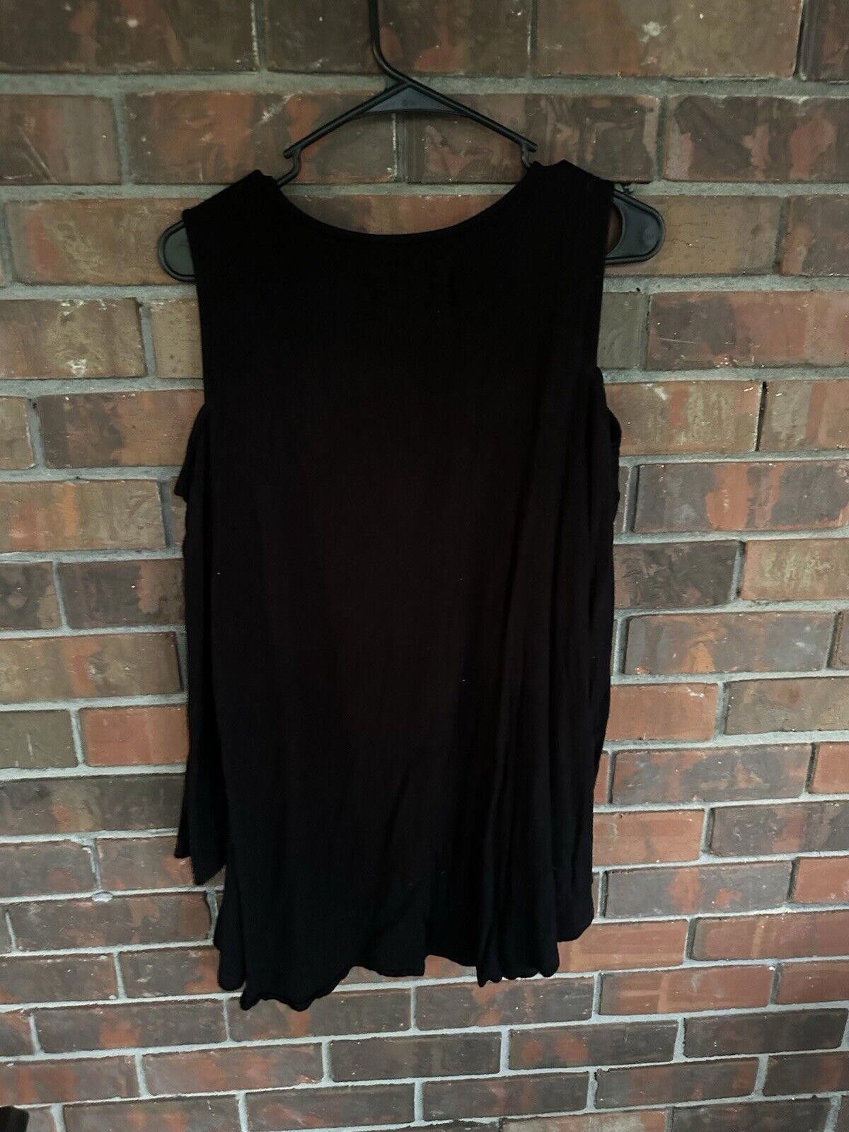 David Eden Cupio Women's Black Cold Shoulder Tunic Top Size L / US 10 / IT 46 - 6 Thumbnail