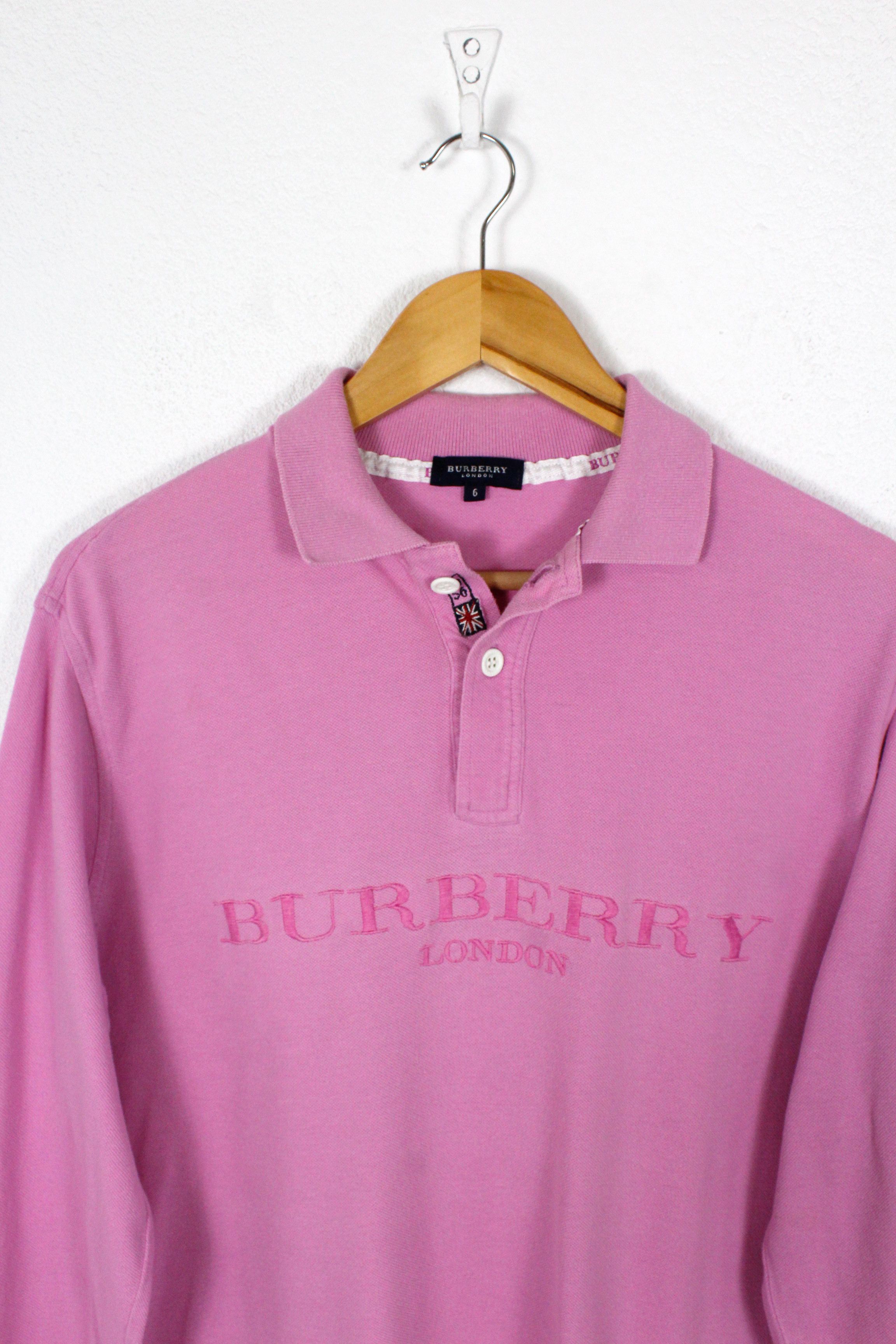 Burberry Vintage Burberry London Logo Pink Rugby Polo Shirt 90s Size US M / EU 48-50 / 2 - 2 Thumbnail