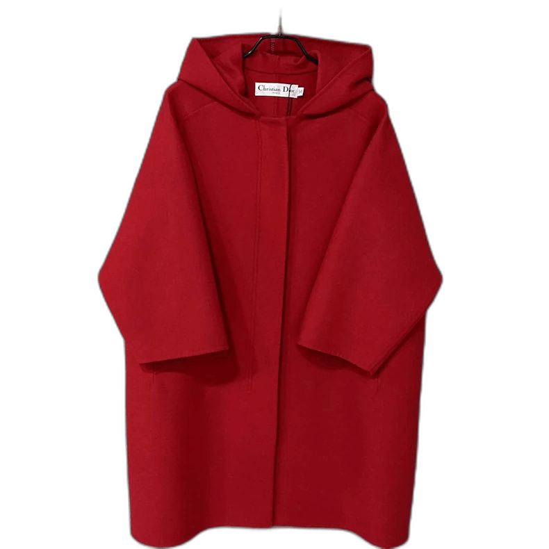 Dior Red Zip Buckle Hooded Cape Coat Dior Size M / US 6-8 / IT 42-44 - 1 Thumbnail