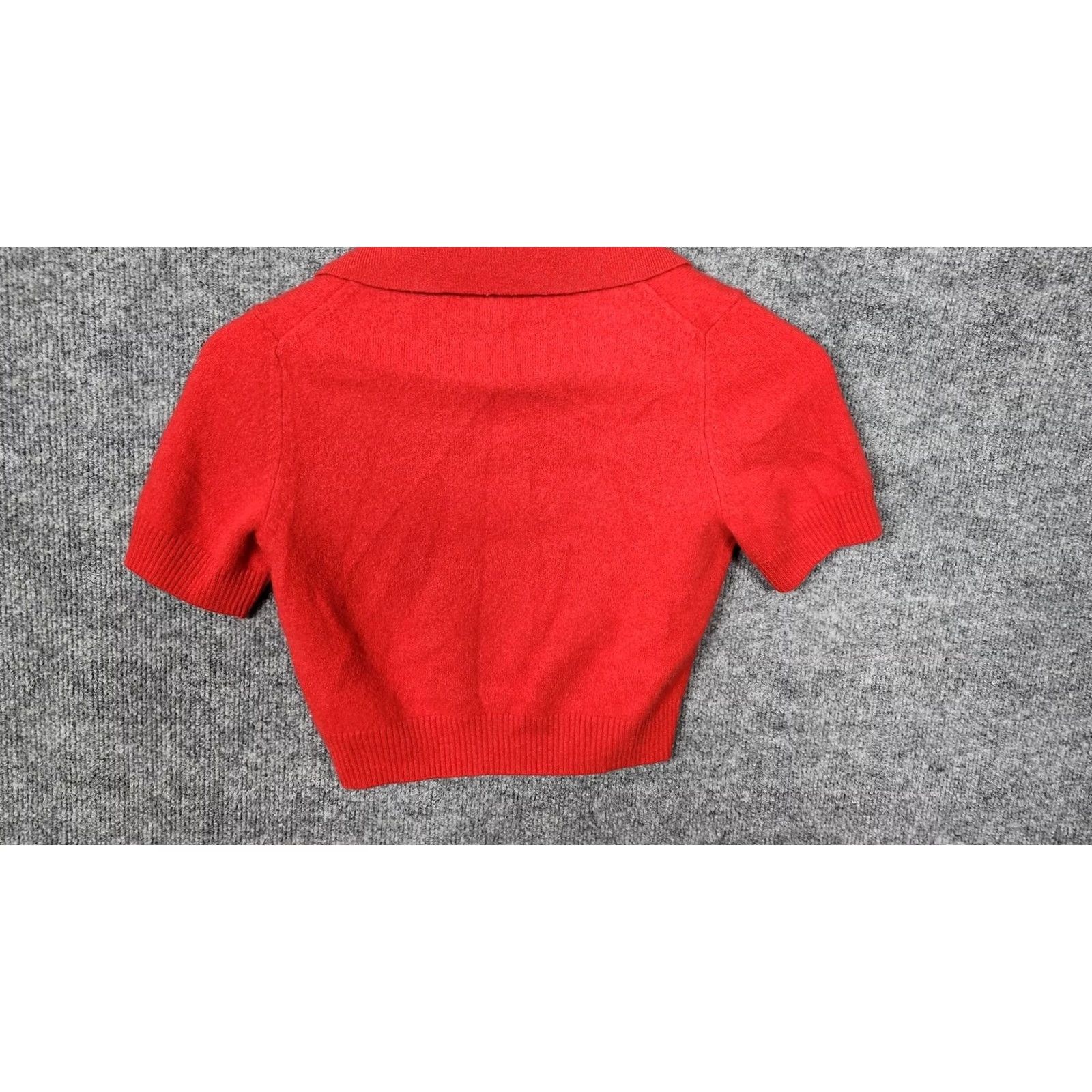 Vintage VINTAGE House Of Harlow 1960 Sweater Womens XS Red Cashmere Short Sleeve Polo Crop Size XS / US 0-2 / IT 36-38 - 5 Thumbnail