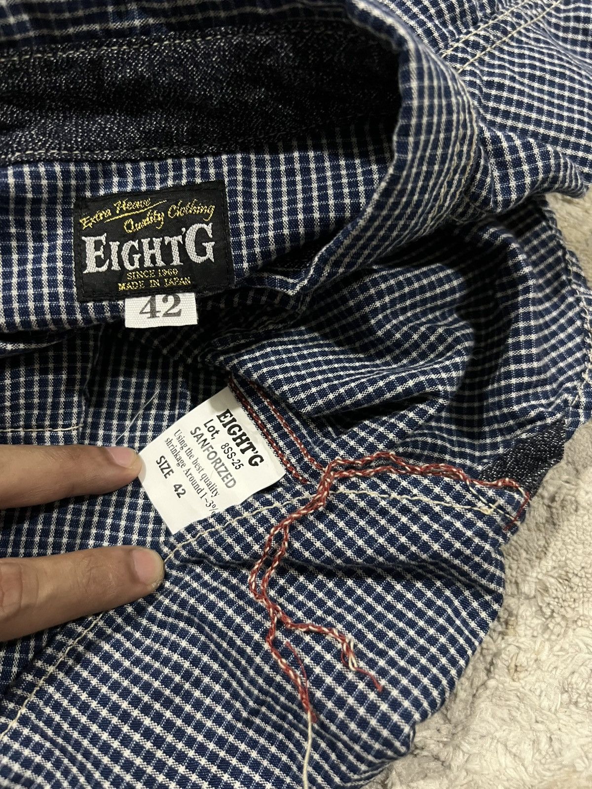 Samurai Jeans EIGHT G Japan Checkered Gusset Rockabilly S/S Button Shirt Size US L / EU 52-54 / 3 - 5 Thumbnail